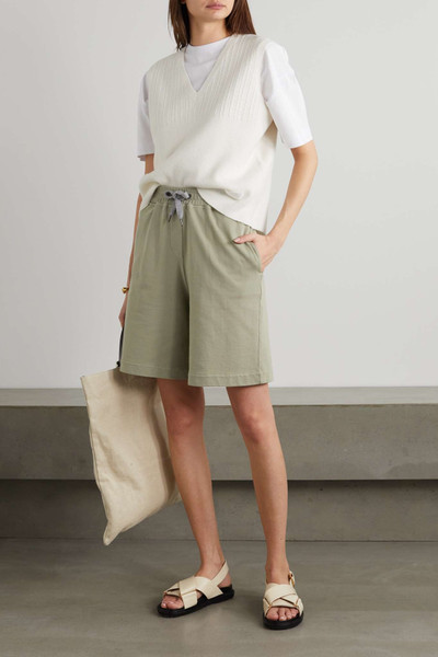 Brunello Cucinelli Bead-embellished cotton-jersey shorts outlook