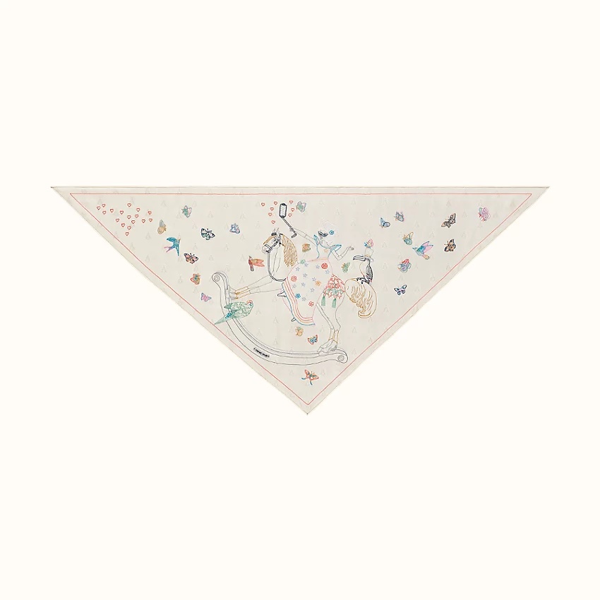 Hermes Story embroidered triangle scarf - 2
