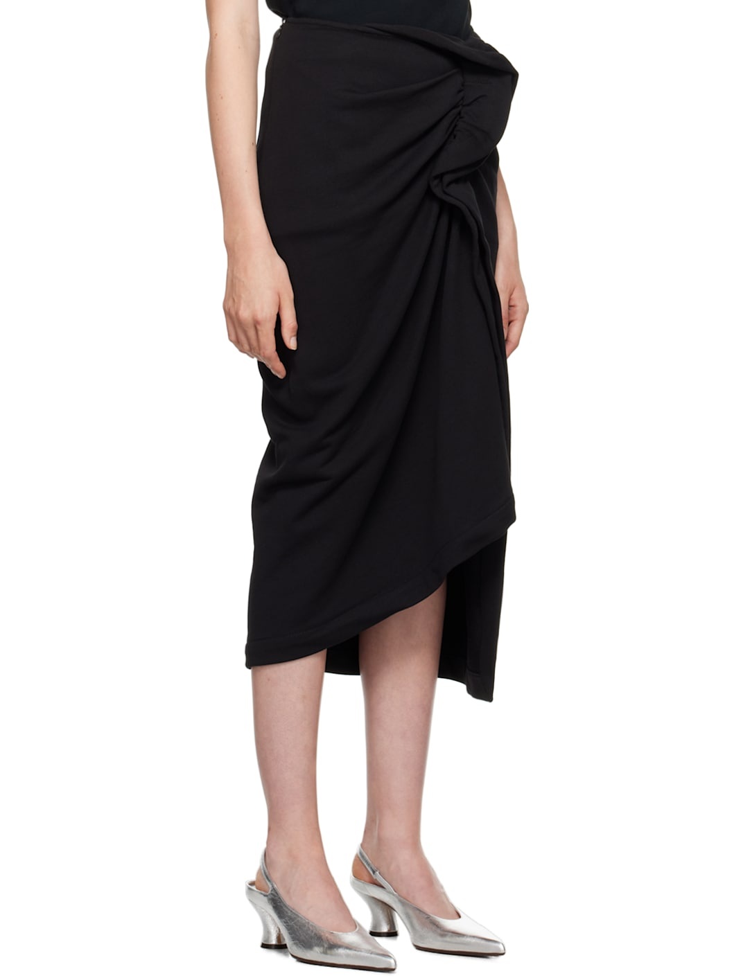 Black Terry Midi Skirt - 2