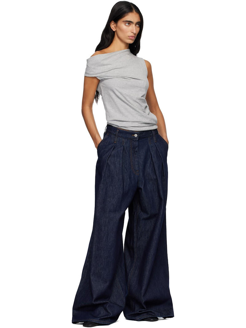 Dries Van Noten Blue Wide Pleated Jeans outlook
