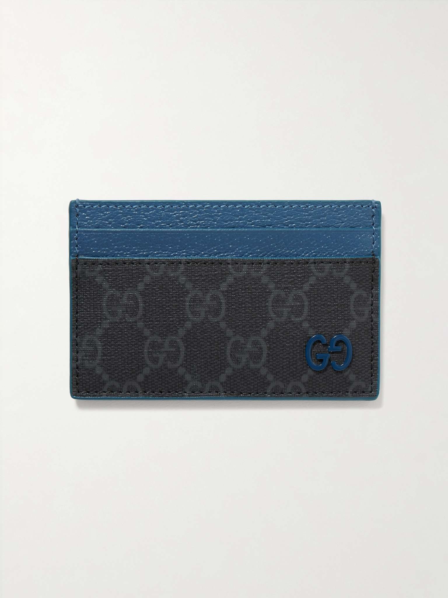 GG Supreme Monogrammed Coated-Canvas and Full-Grain Leather Cardholder - 1
