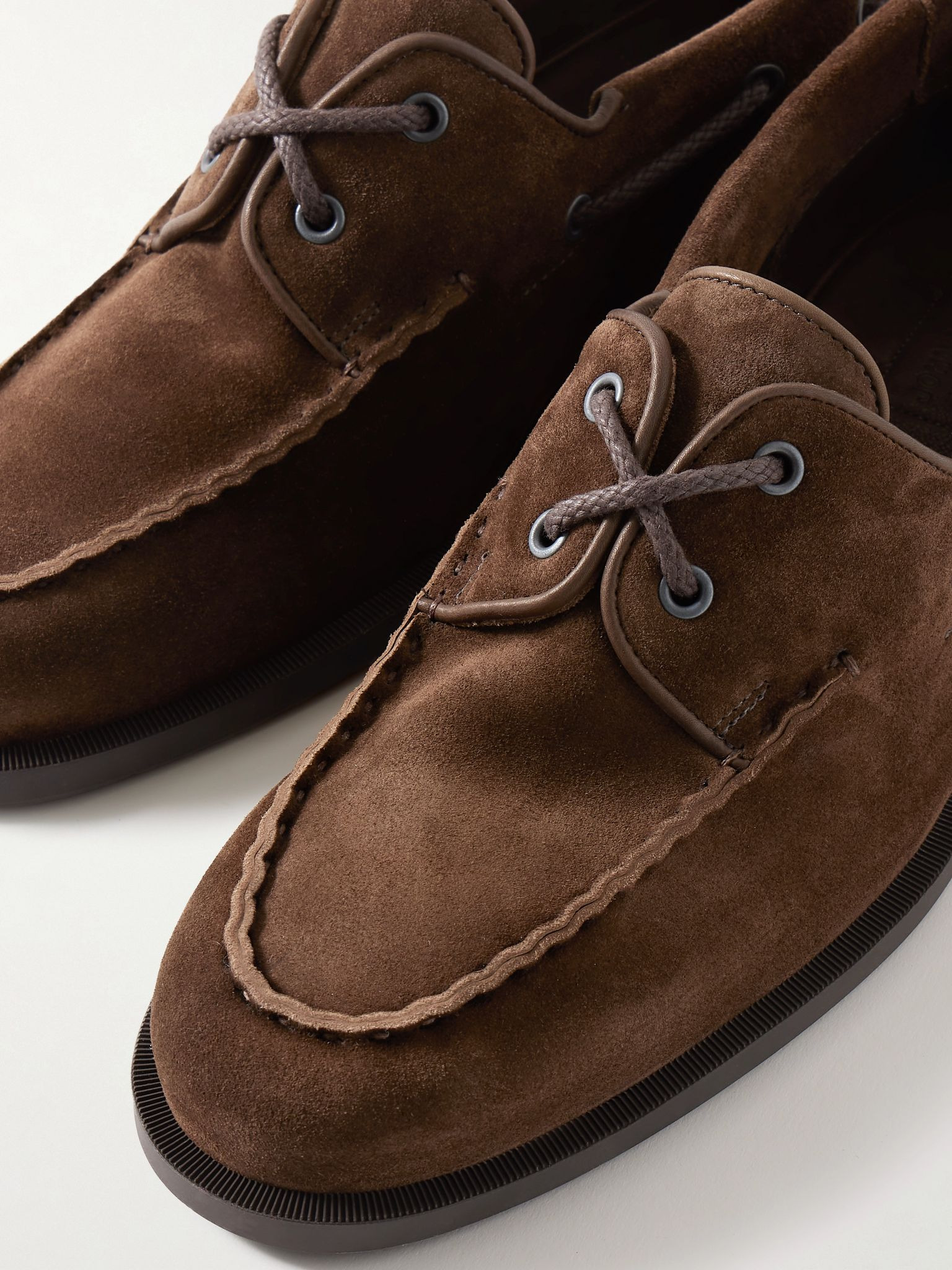 Foil Suede Boat Shoes Brown - 5