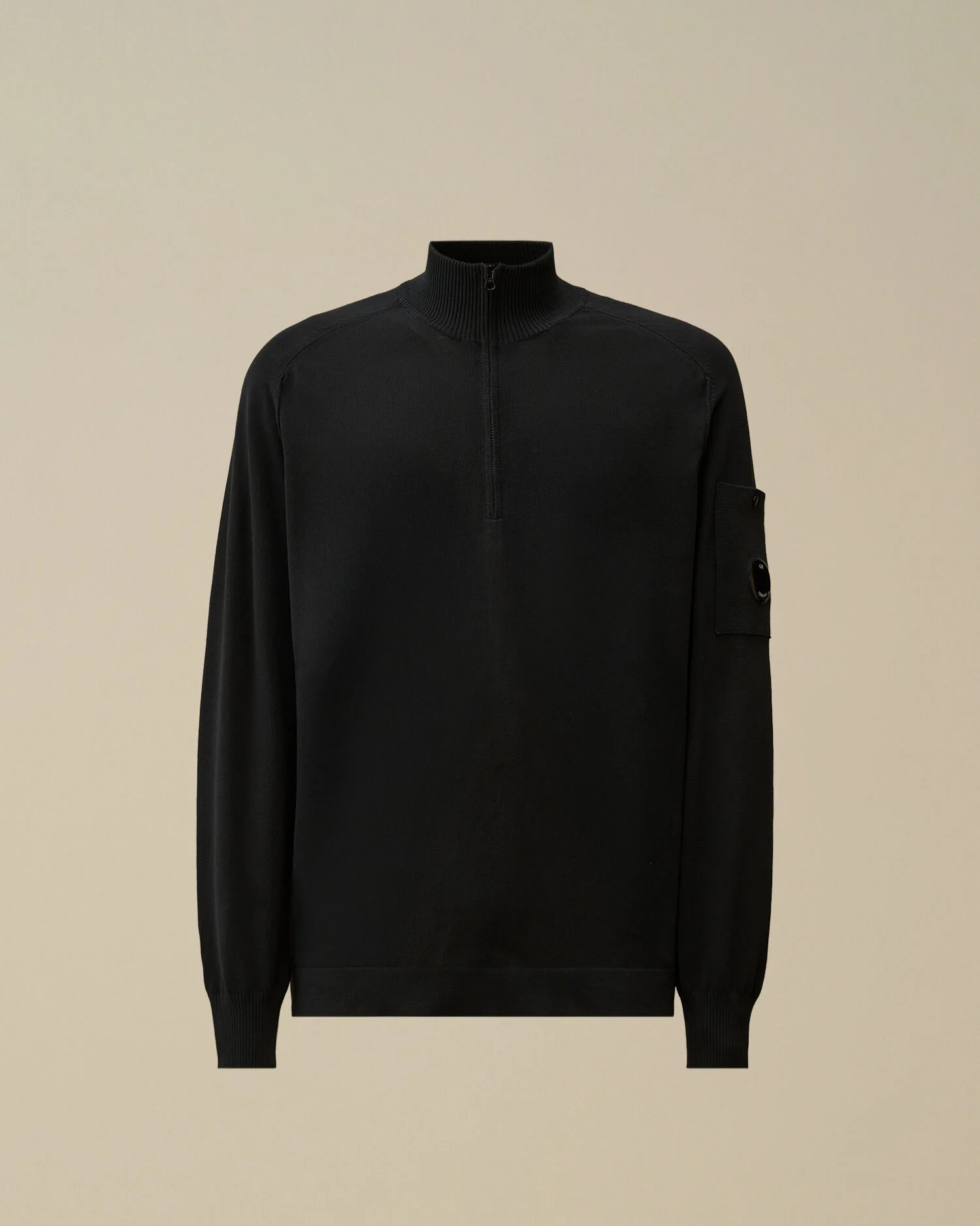 Cotton Crepe Half Zip Sweater - 1