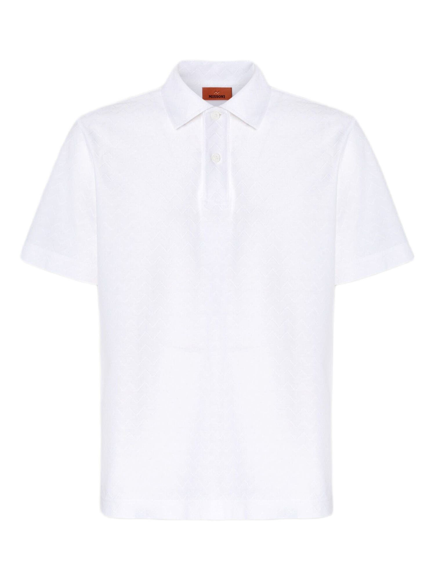 Missoni Tonal Zigzag Cotton Jersey Polo Shirt in White at Nordstrom - 2