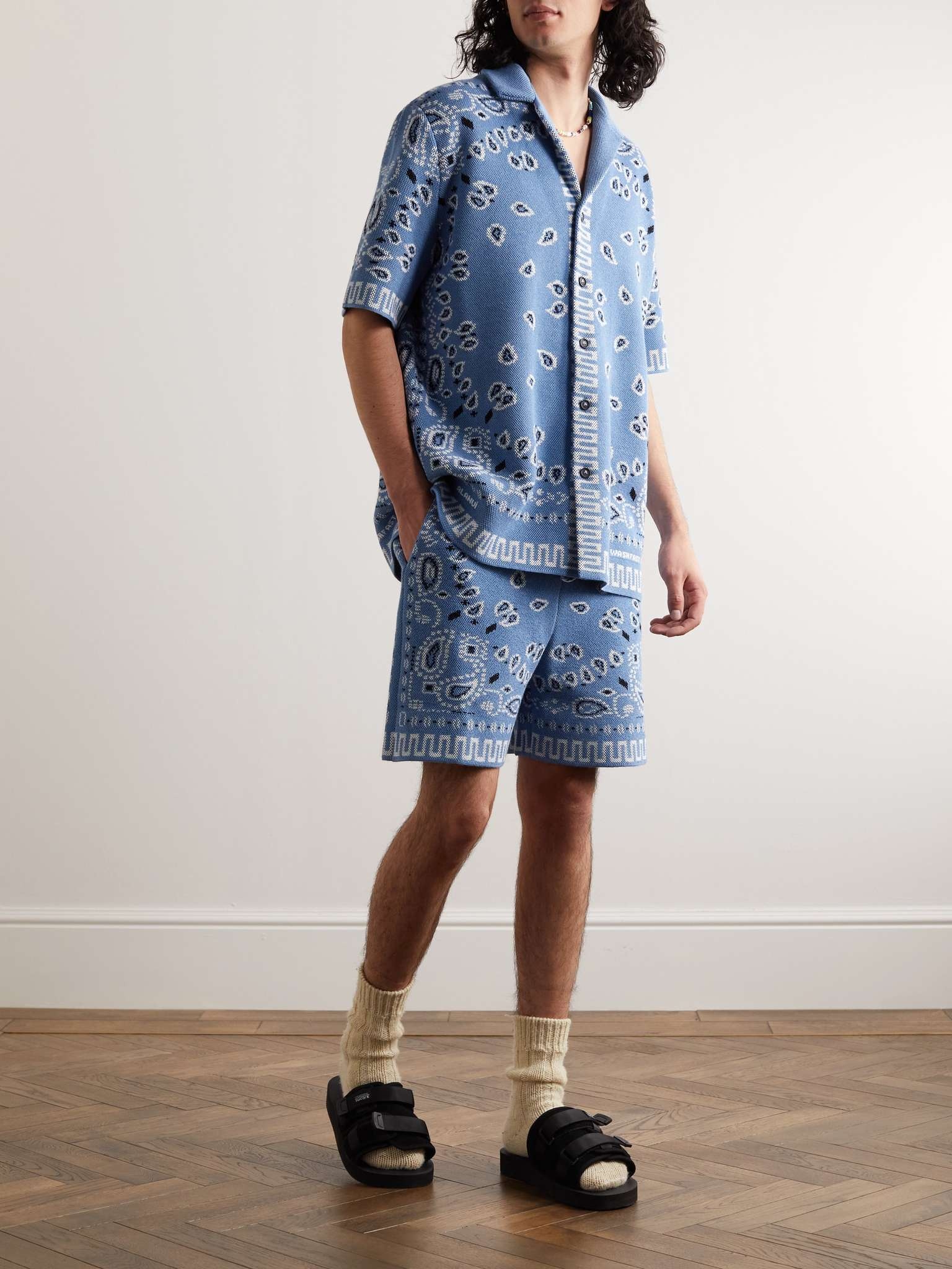 Camp-Collar Bandana-Jacquard Cotton-Piqué Shirt - 2