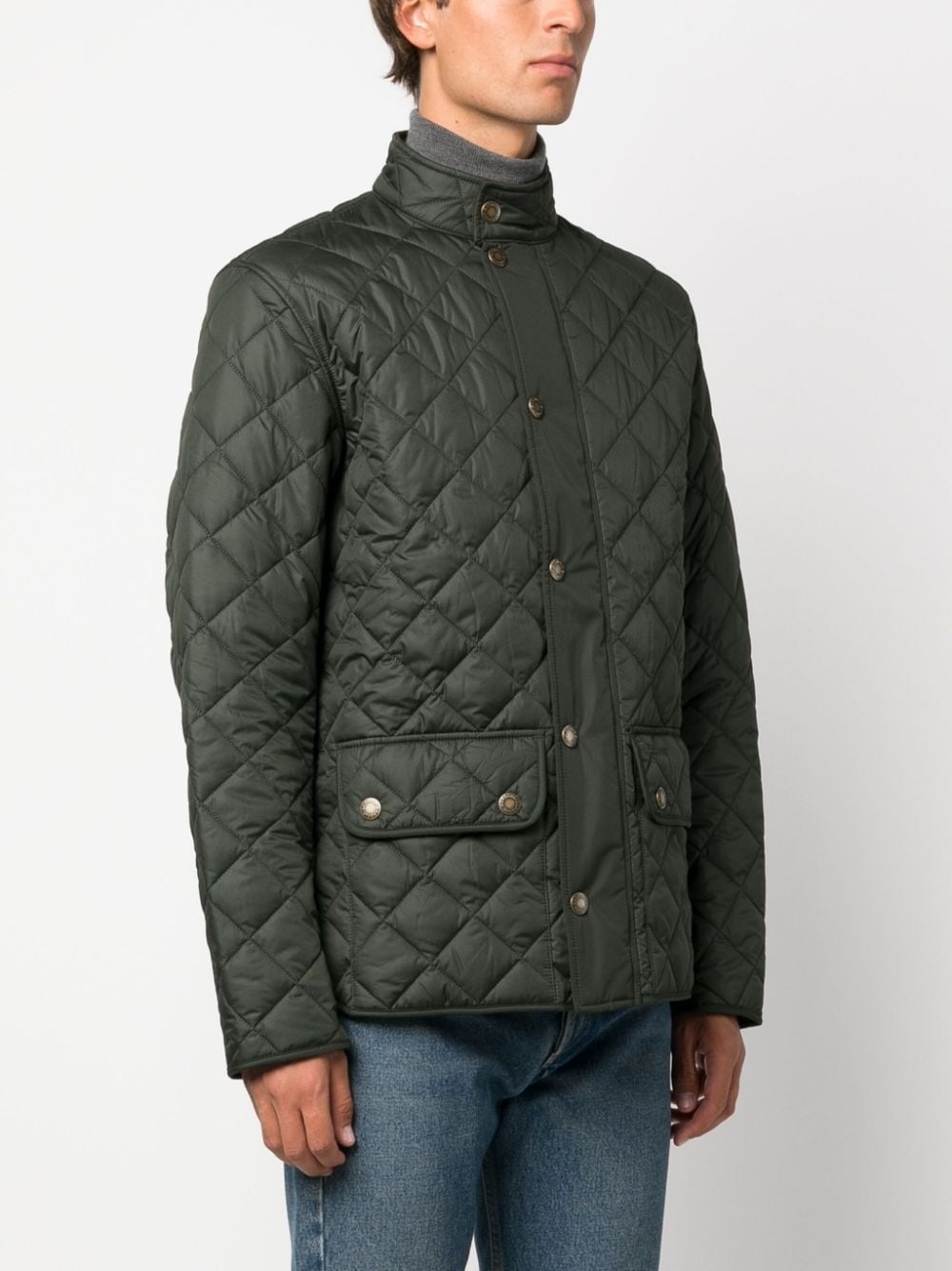 button-up quilted jacket - 3