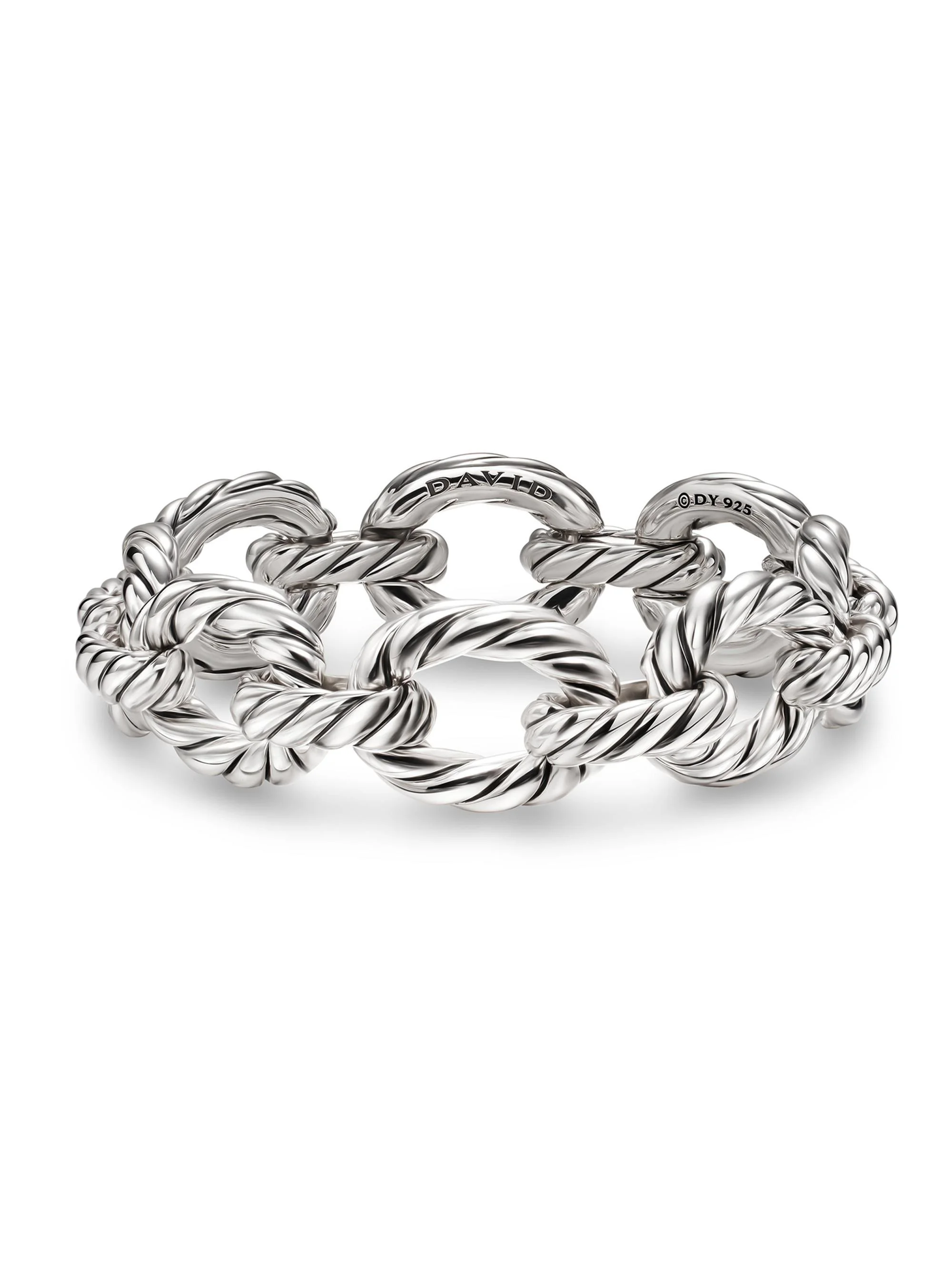 Women's Sculpted Cable Oval Link Bracelet in Sterling Silver, 18MM - Silver - 1