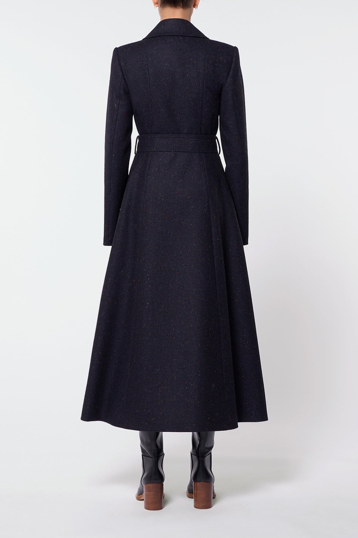 Reith Trench Coat in Dark Navy Multi Virgin Wool Tweed - 4