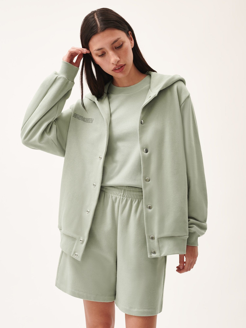 PANGAIA Womens 365 Midweight Snap Button Hoodie - Moss Green outlook