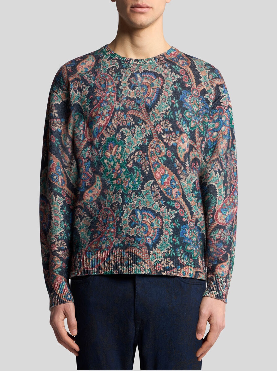 SWEATER WITH FLORAL PAISLEY PRINT - 2