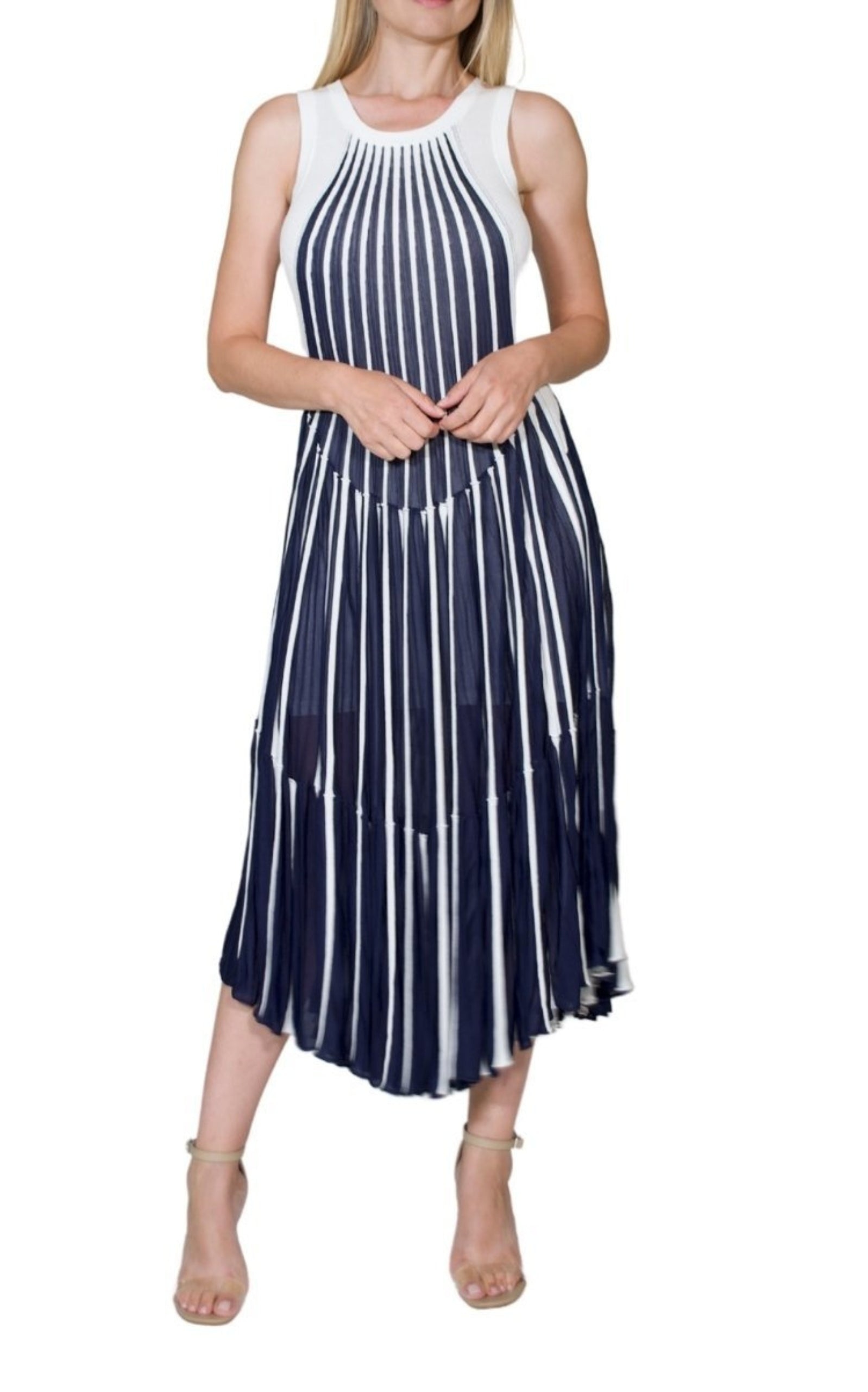 Vertical Stripe Midi Dress - 2