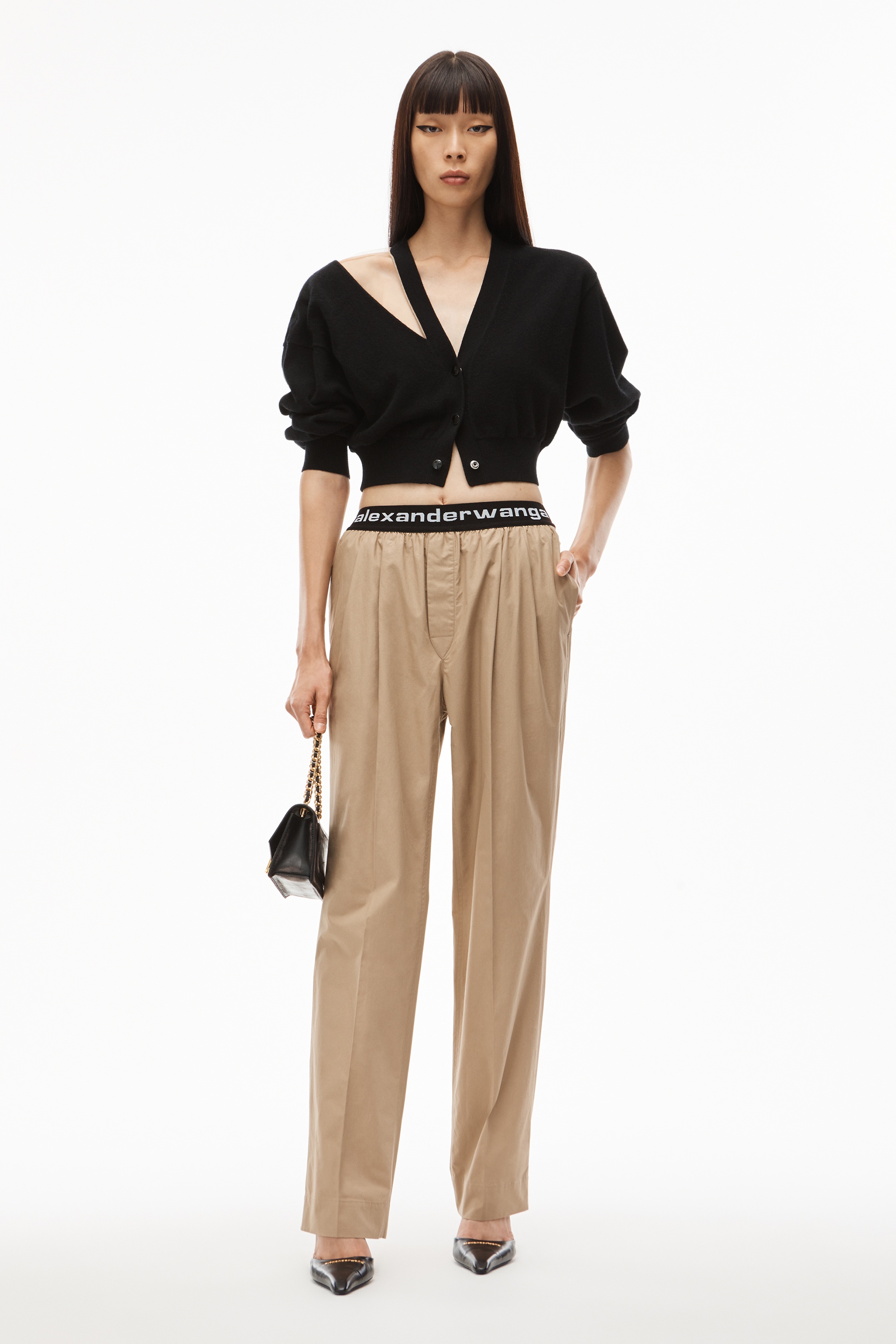 LOGO ELASTIC PLEATED PANT IN COTTON - 2