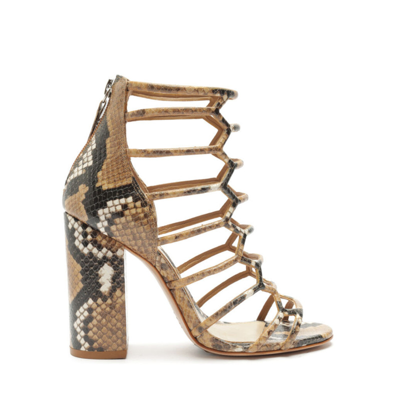 Julianna Block Snake-Embossed Leather Sandal 1