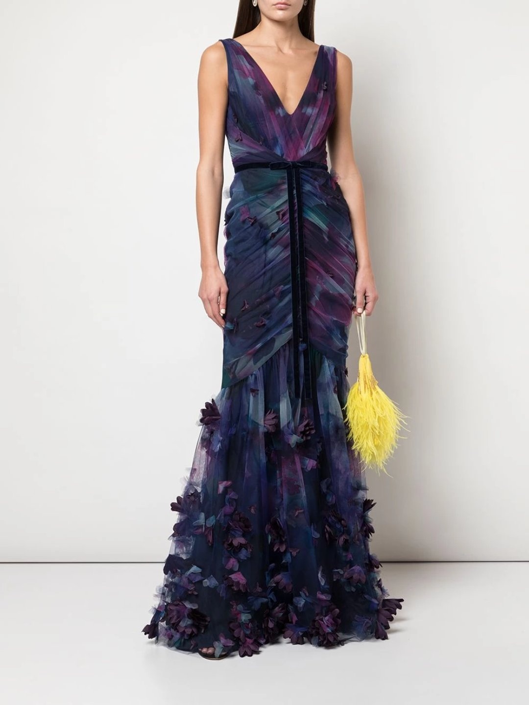 FIT-TO-FLARE 3D FLORAL PRINT GOWN - 1