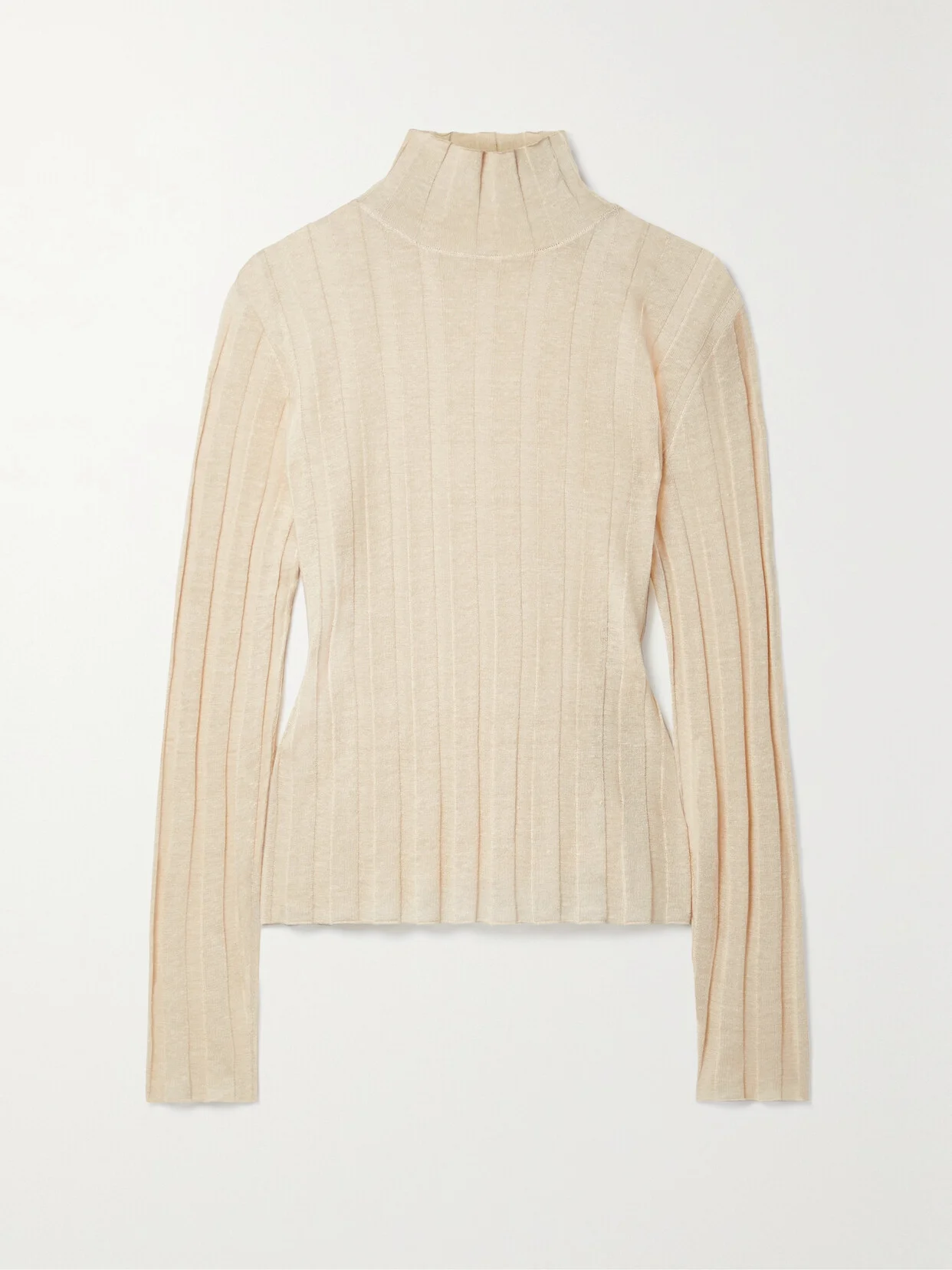 Daxy Ribbed Linen And Silk-blend Turtleneck Top - 1