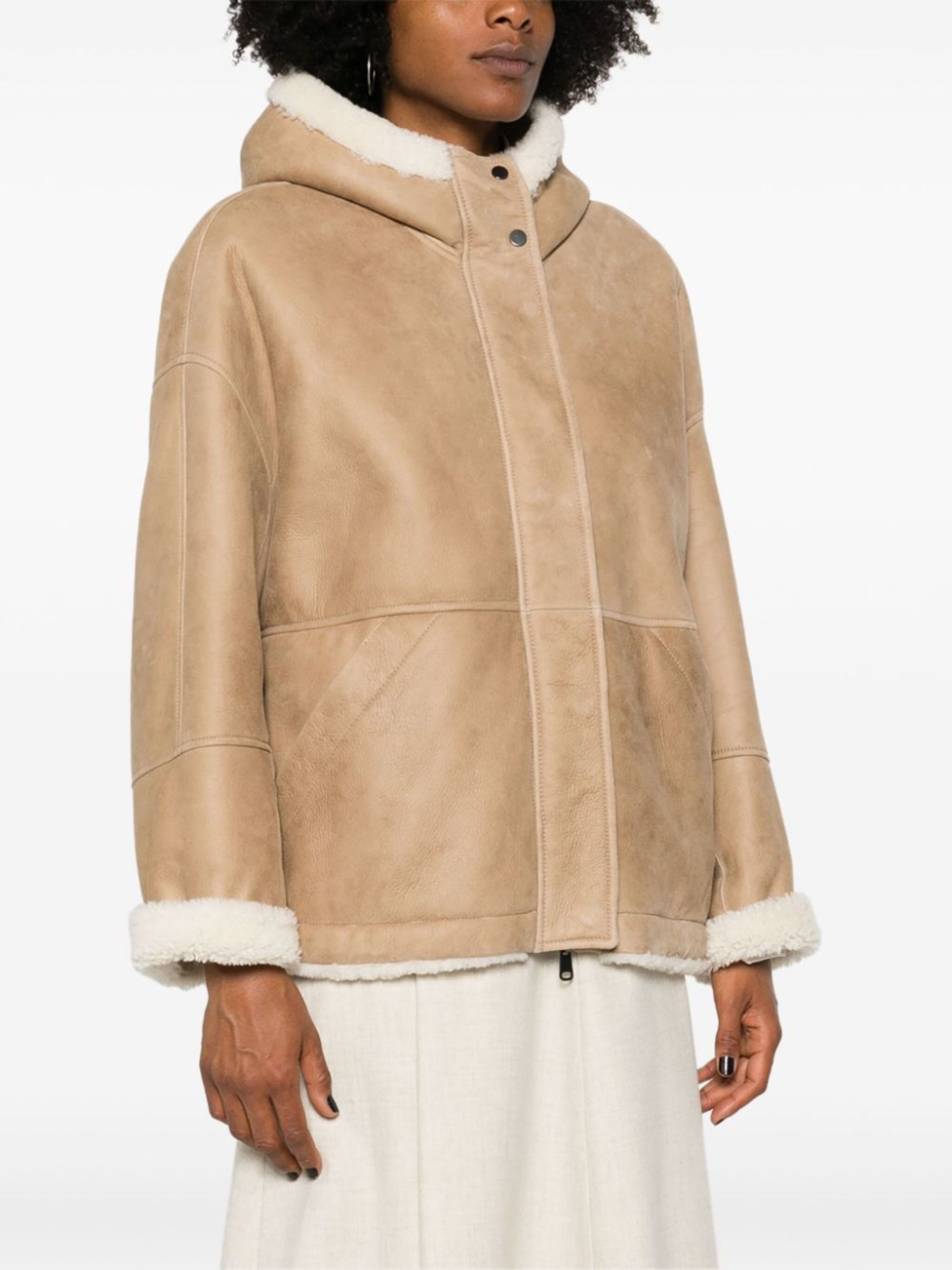 faux-shearling trim suede jacket - 3