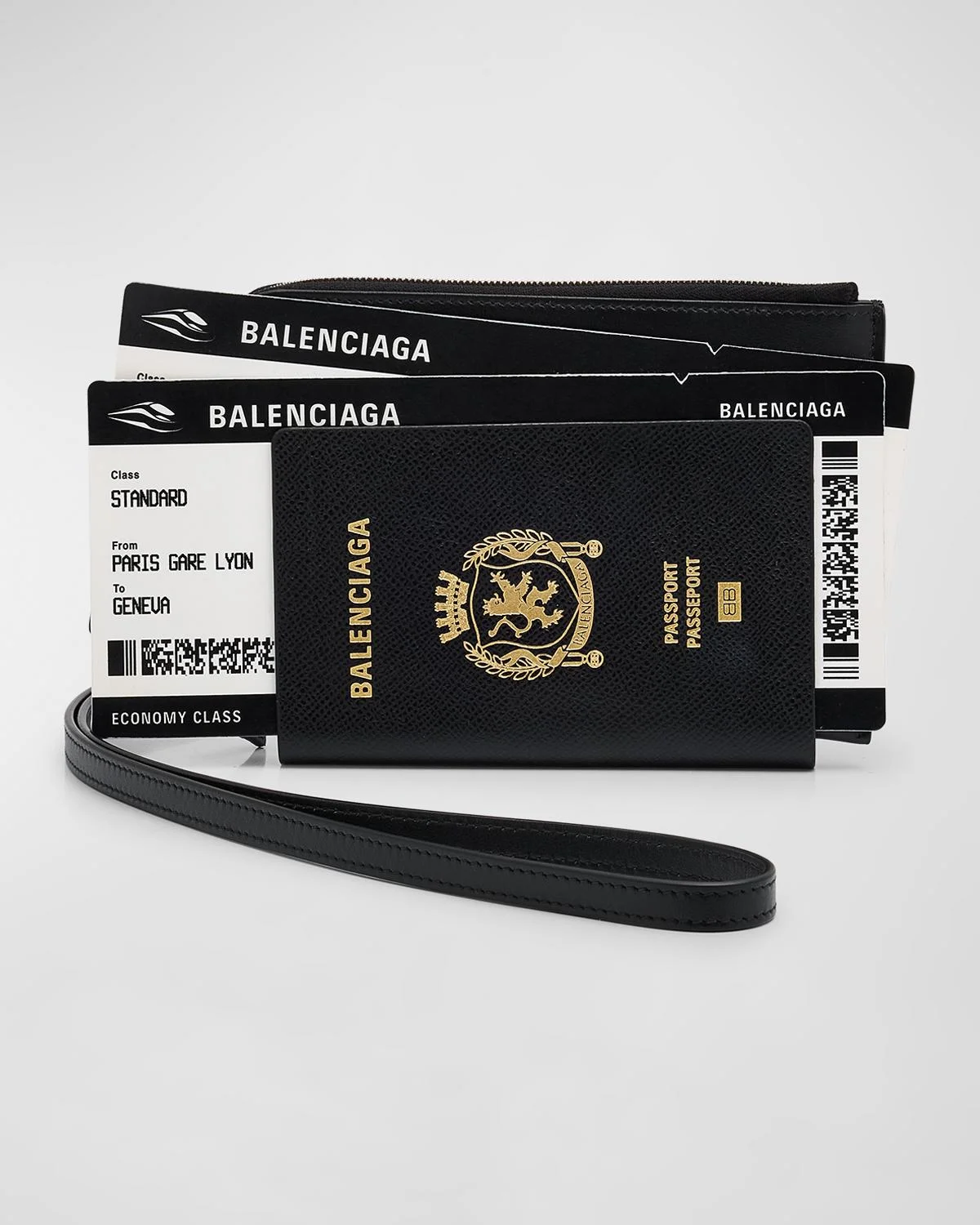 Men's Passport Zip Wallet with Strap - 1
