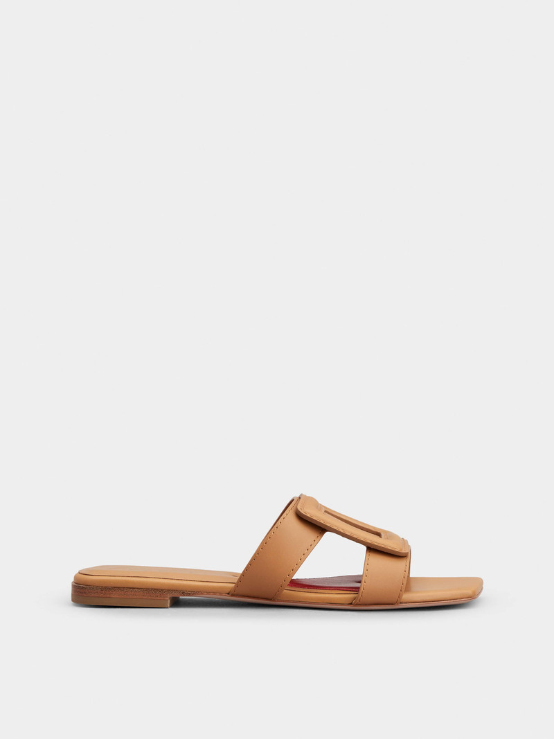 Stitching Buckle Mules in Leather - 1
