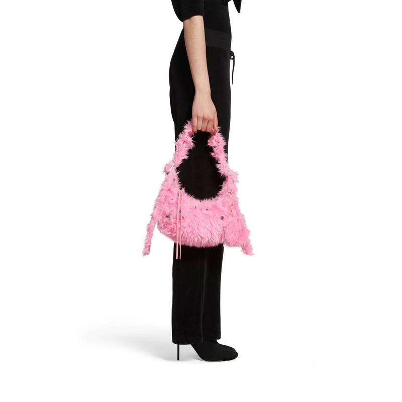 BALENCIAGA Women's Le Cagole Xs Shoulder Bag Fake Fur in Pink outlook