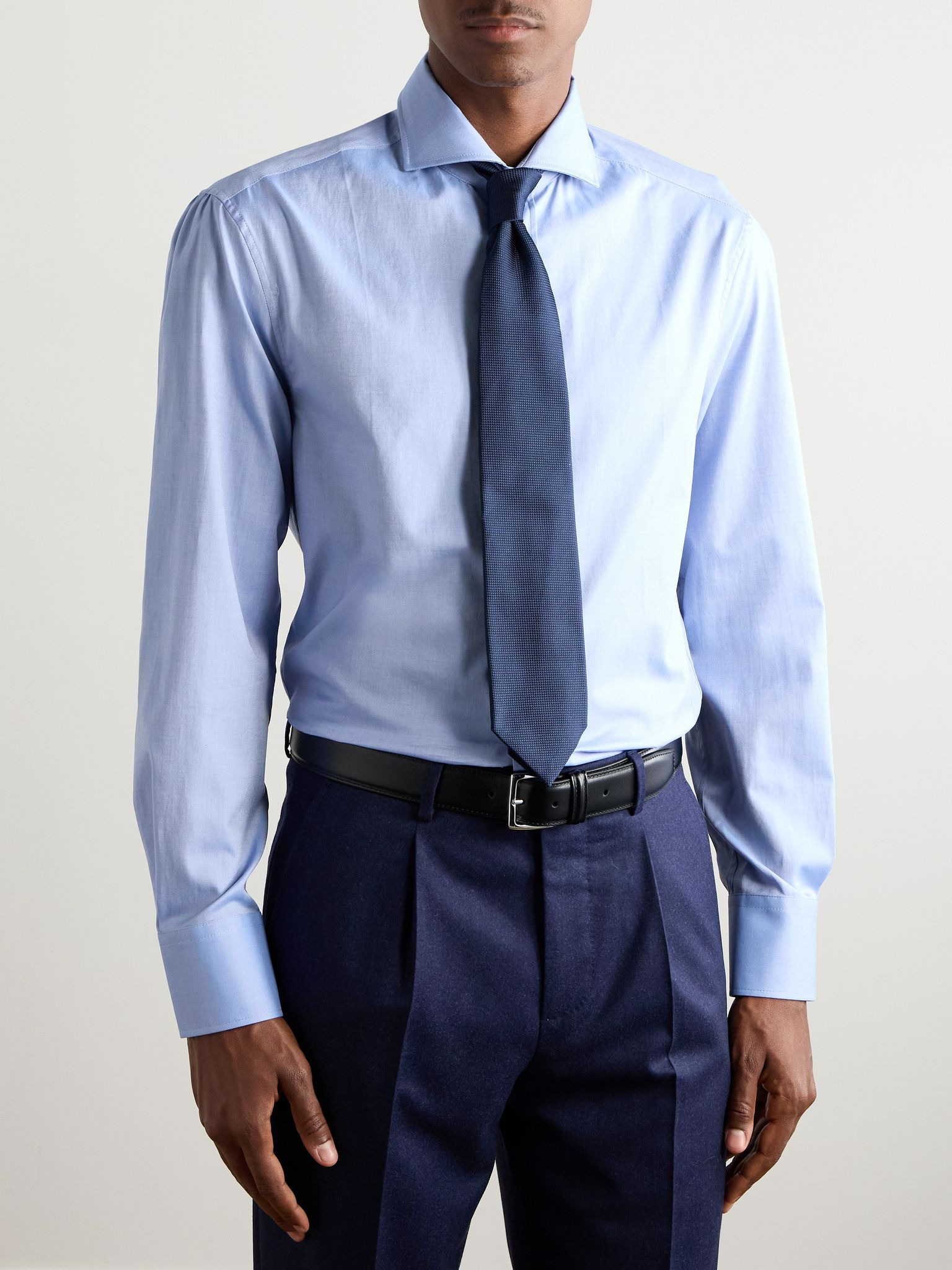 Slim-Fit Cutaway-Collar Cotton-Twill Shirt Blue - 2
