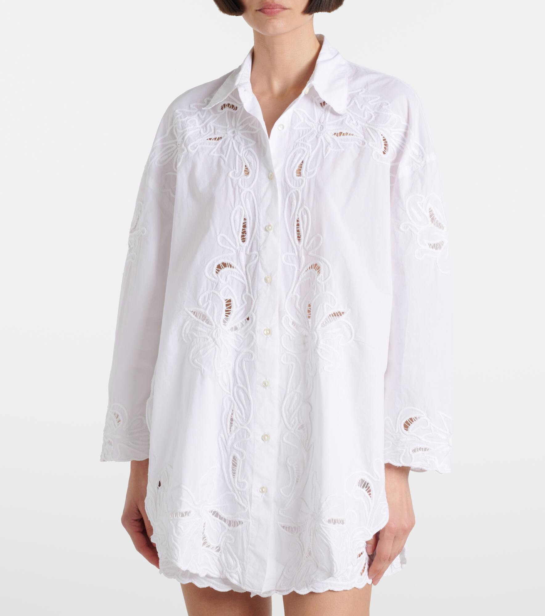 Broderie anglaise cotton poplin shirt - 6