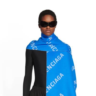 BALENCIAGA Women's Allover Logo Macro Scarf in Electric Blue outlook