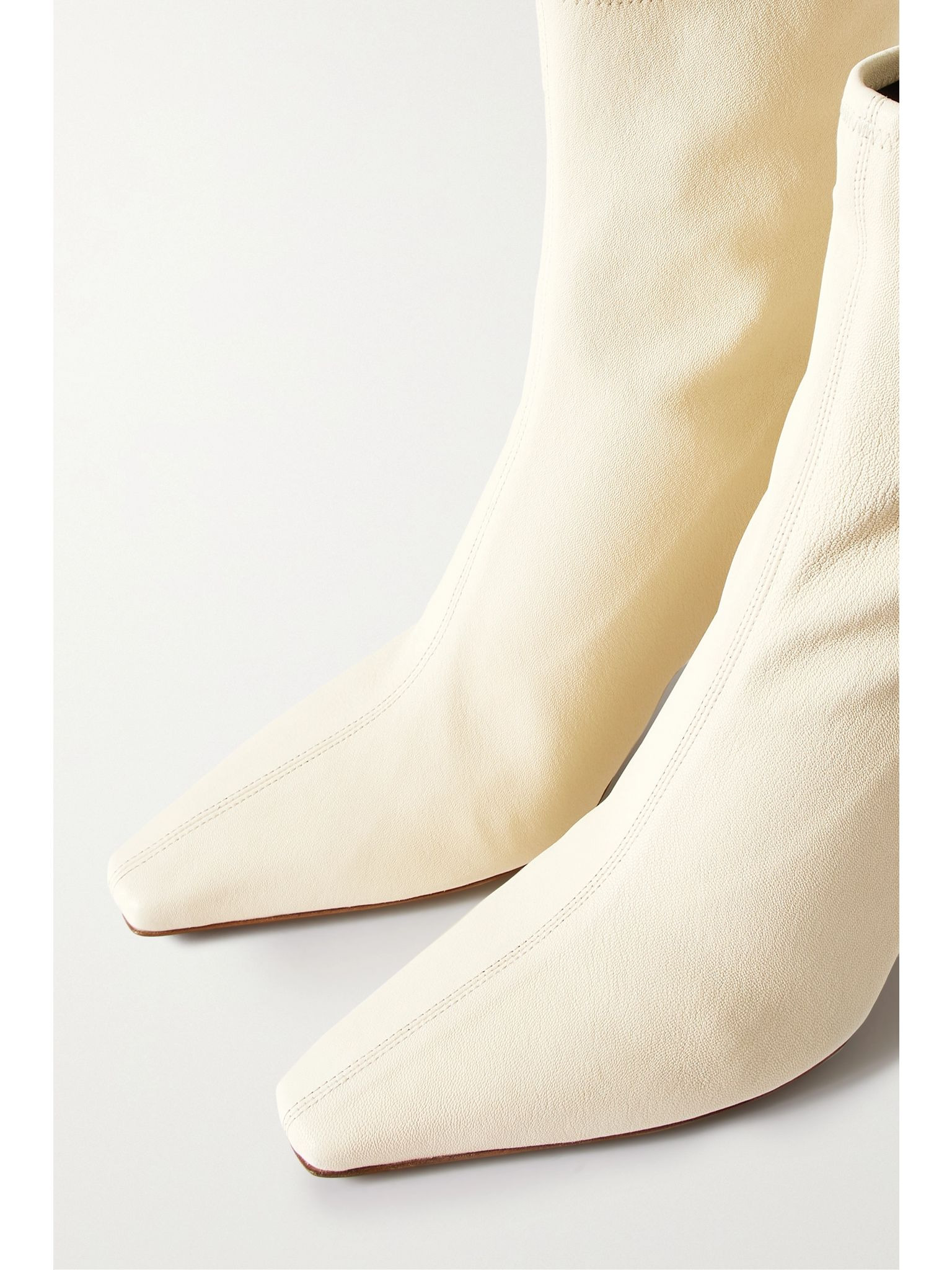 Ran stretch-leather ankle boots Cream - 4
