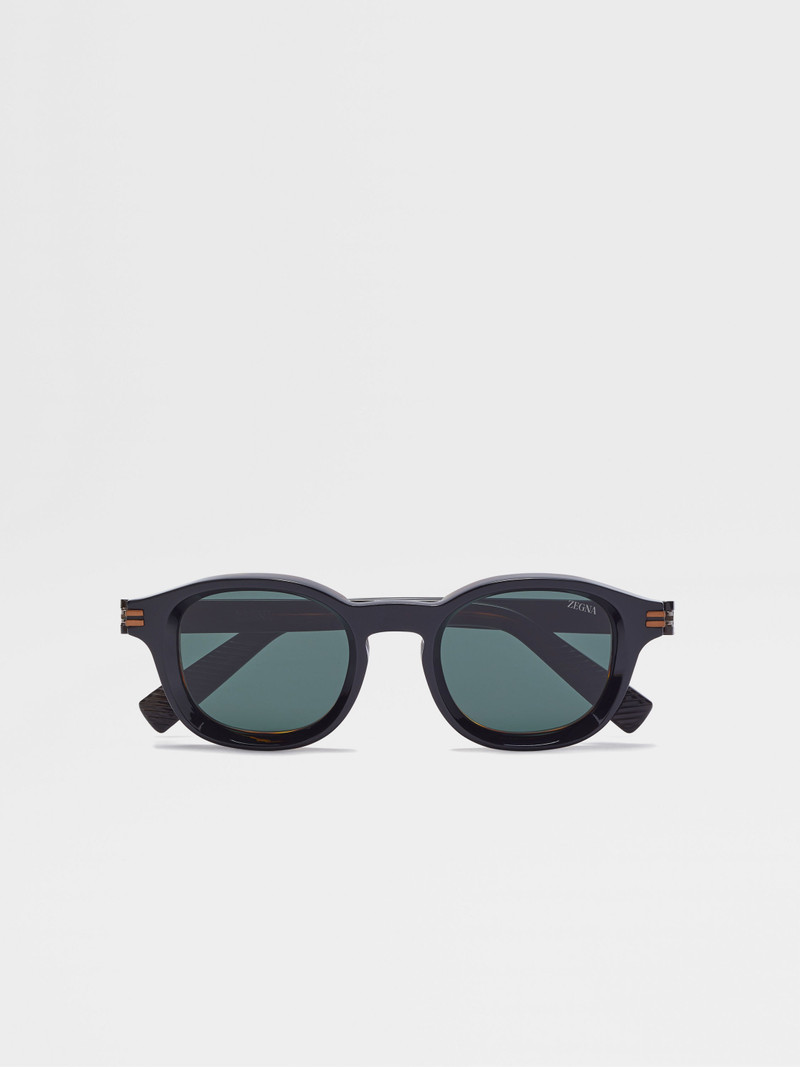 BLACK AND HAVANA AURORA I ACETATE SUNGLASSES - 1