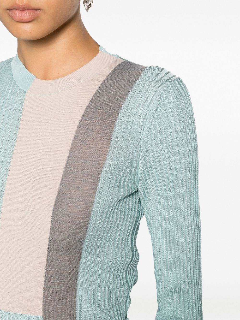 colour-block ribbed-knit silk-blend top - 5