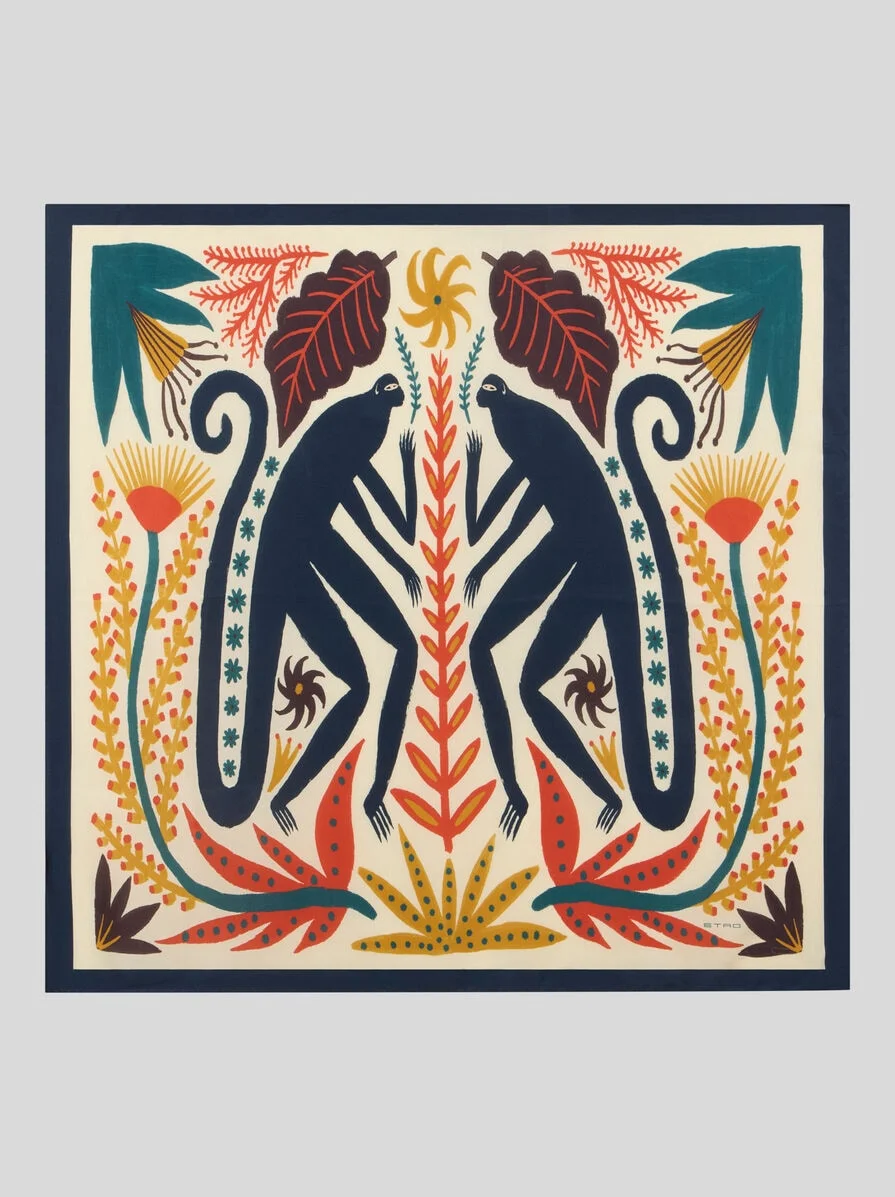 ETRO X TABBY BOOTH SILK TWILL SCARF WITH PLACED PRINT - 1