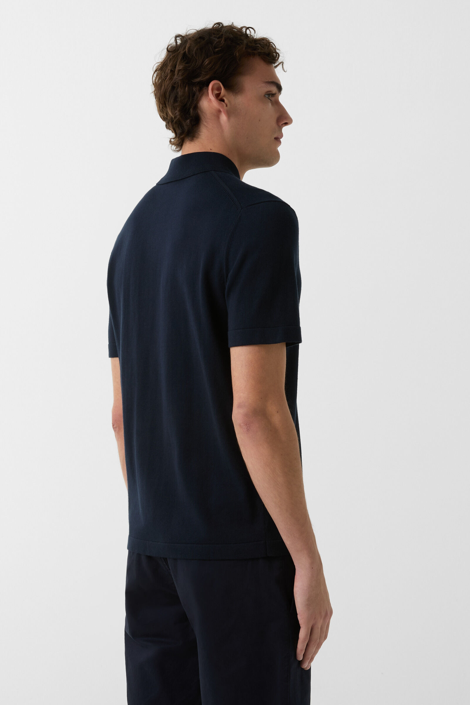 Laine knitted polo shirt in Navy blue - 3