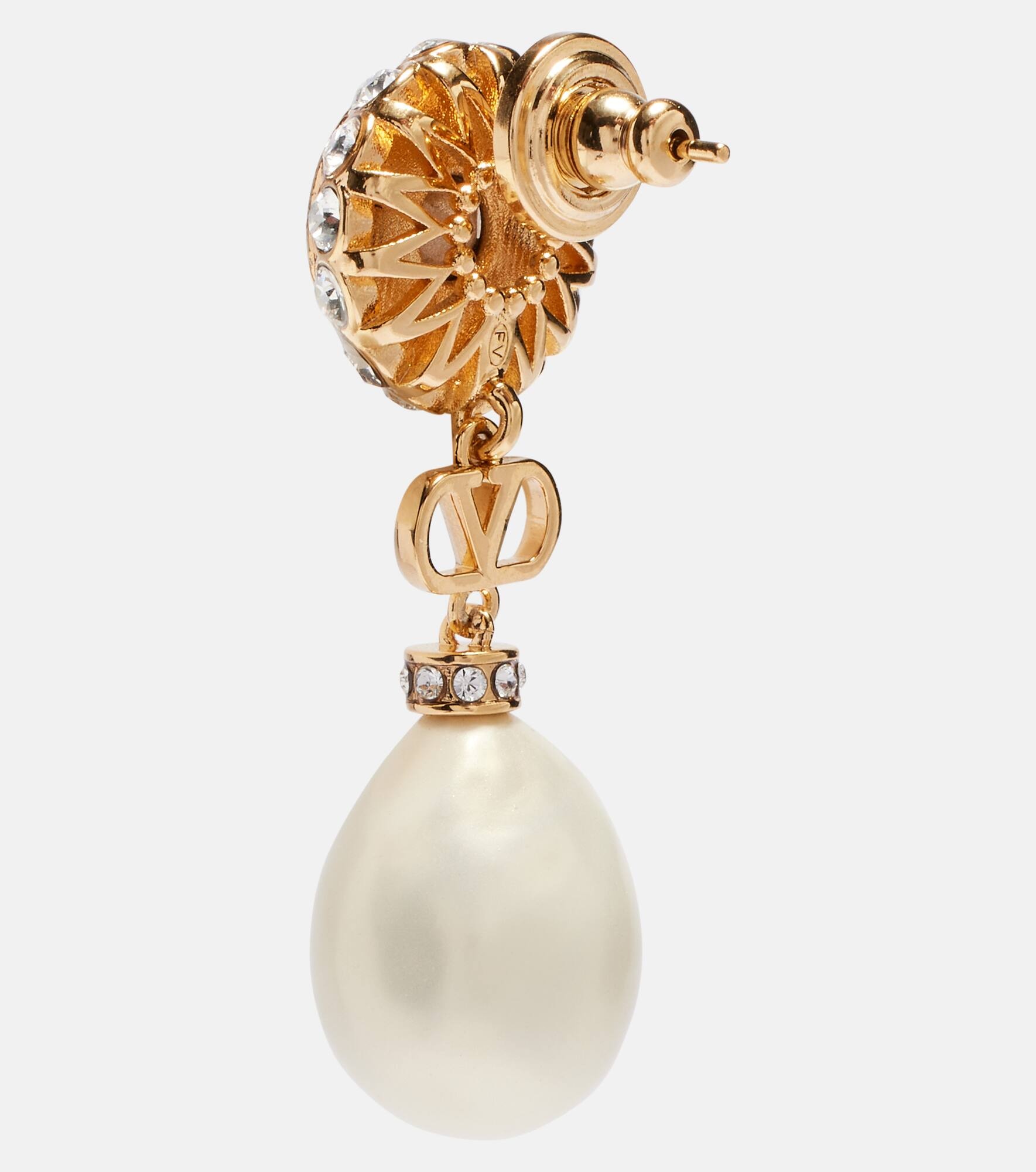VLogo embellished drop earrings - 5