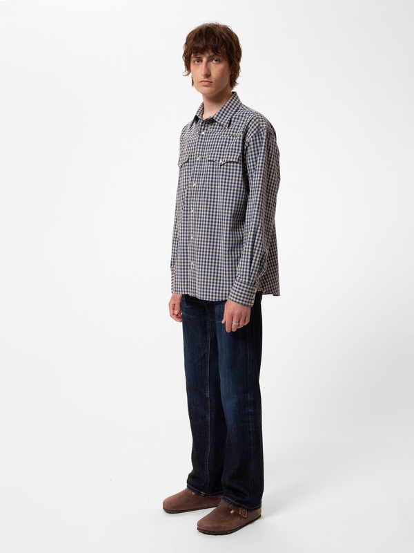 Sigge Gingham Cowboy Shirt Indigo - 4