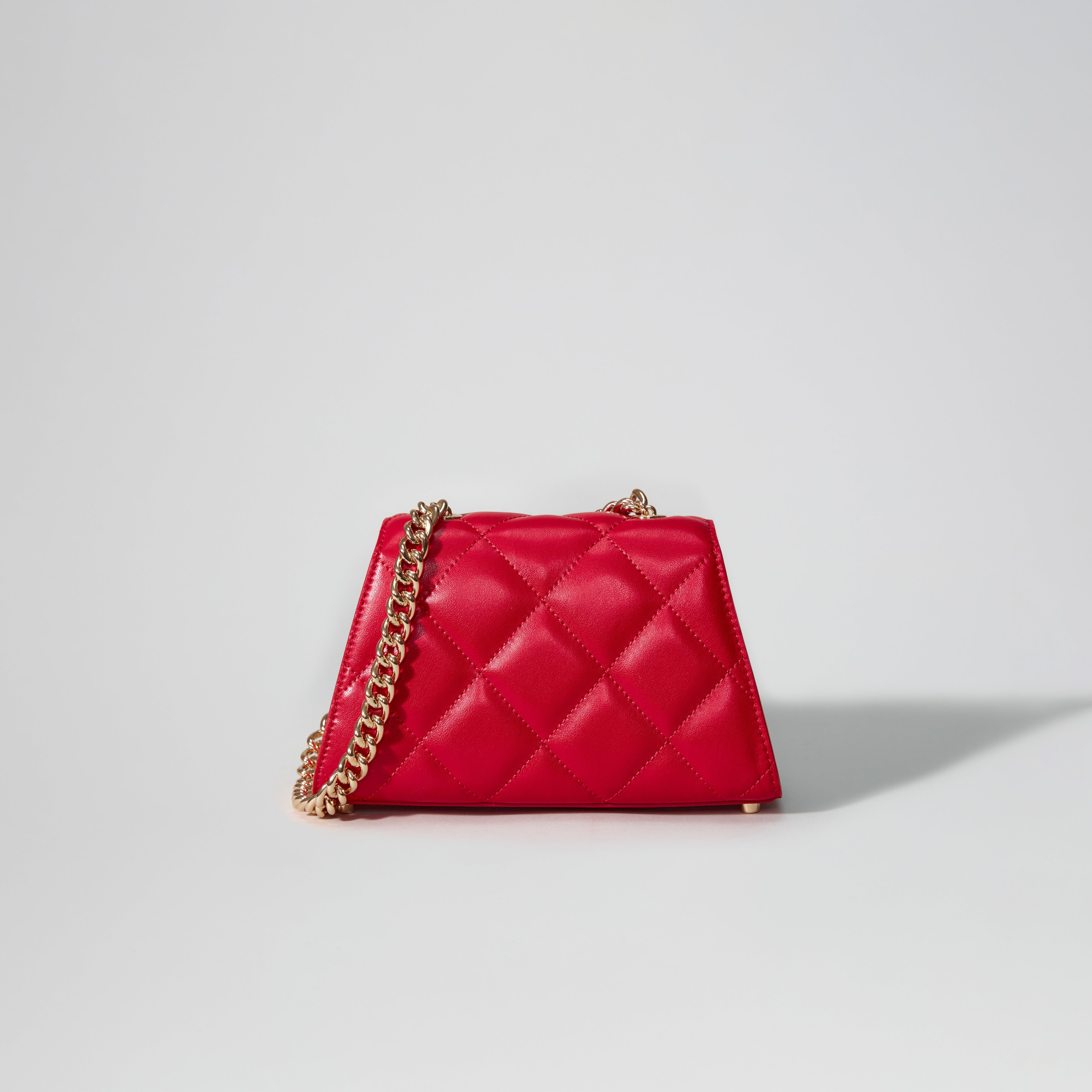 Burgundy Quilted Shoulder Mini Bow Bag - 3