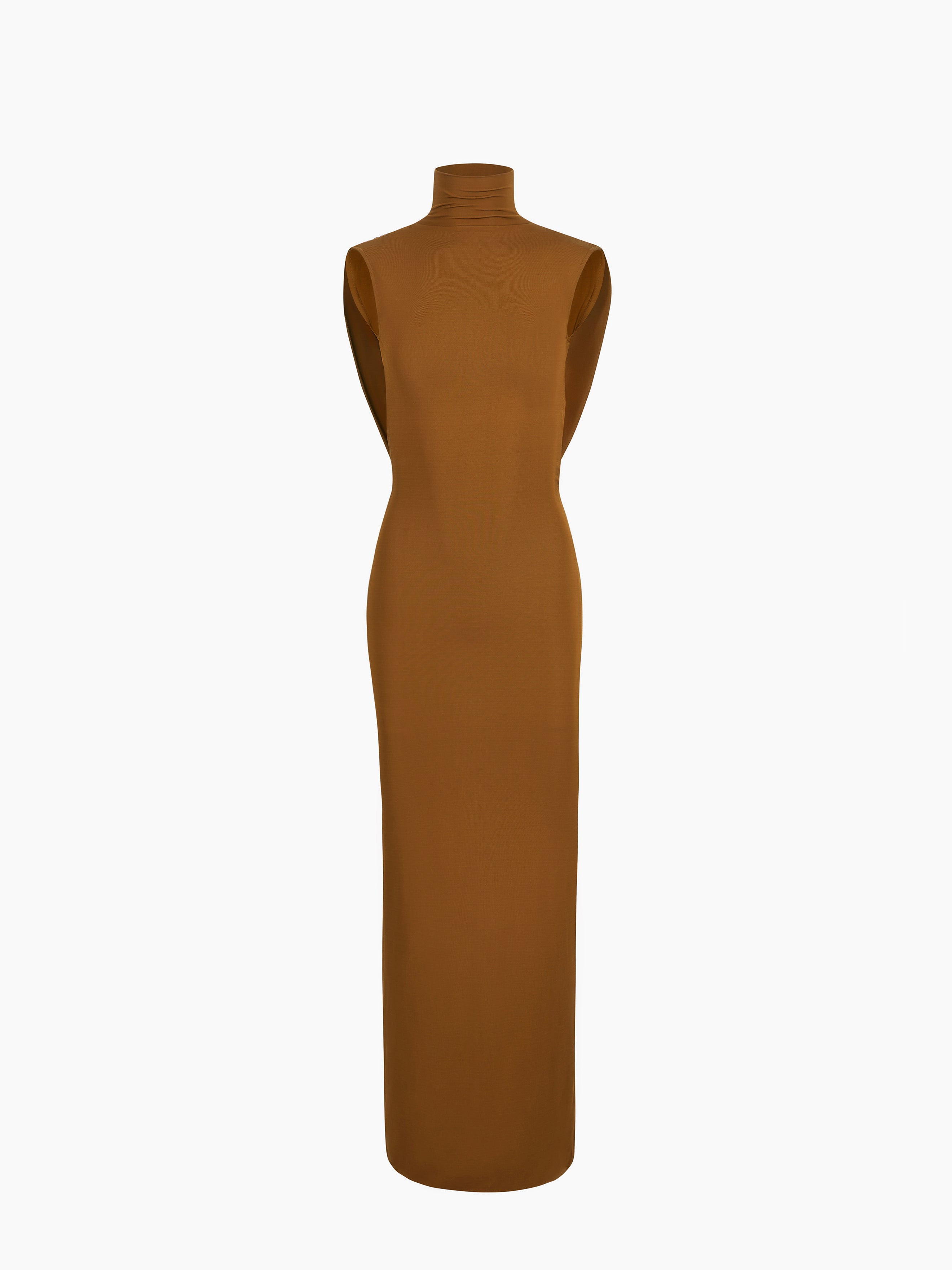 Brown Long Draped Dress - 5