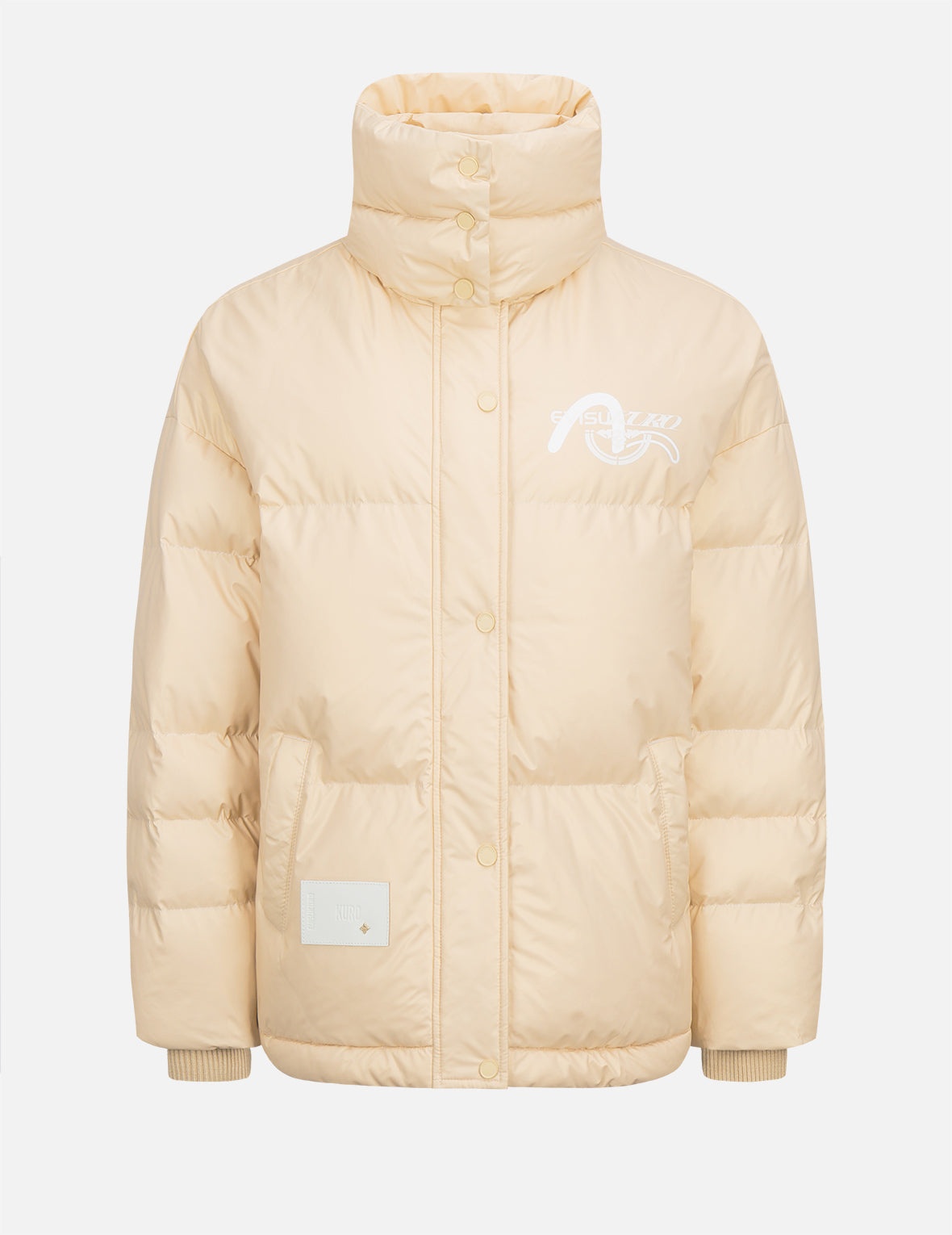 Double Collar Down Jacket with Quilted Seagull - 7