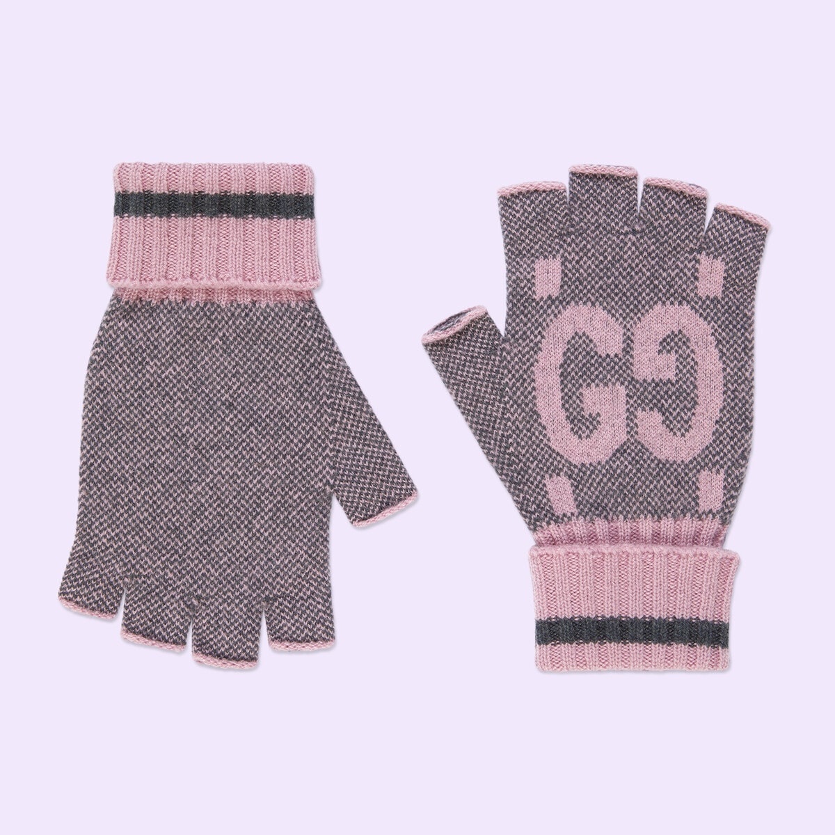 GG cashmere fingerless gloves - 1
