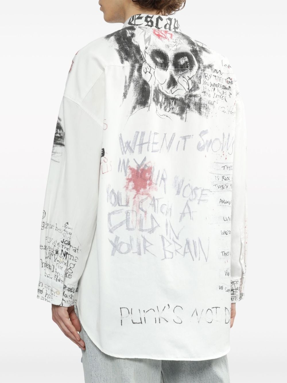 sketch-print cotton shirt - 4