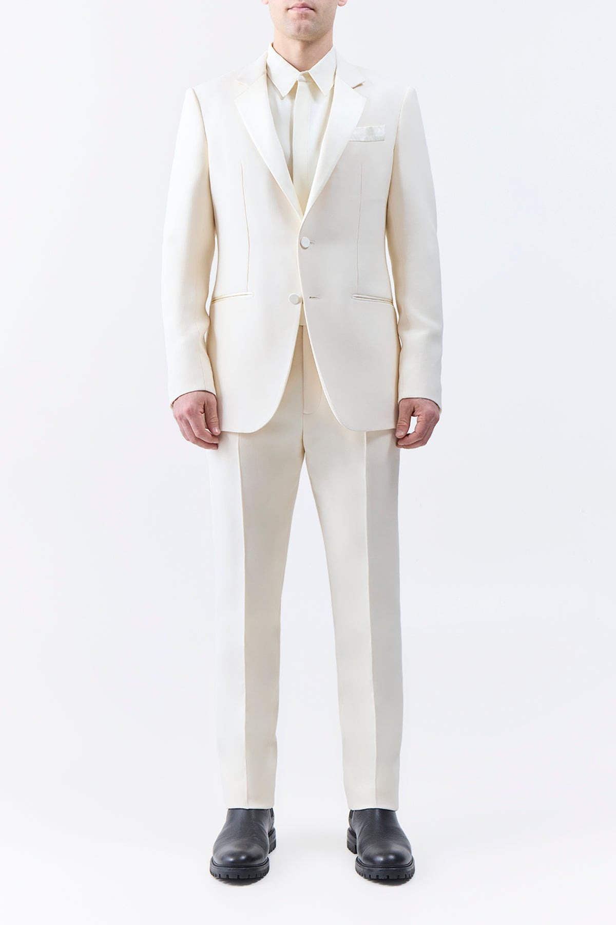 Nicolson Jacket in Ivory Silk Wool Cady - 3