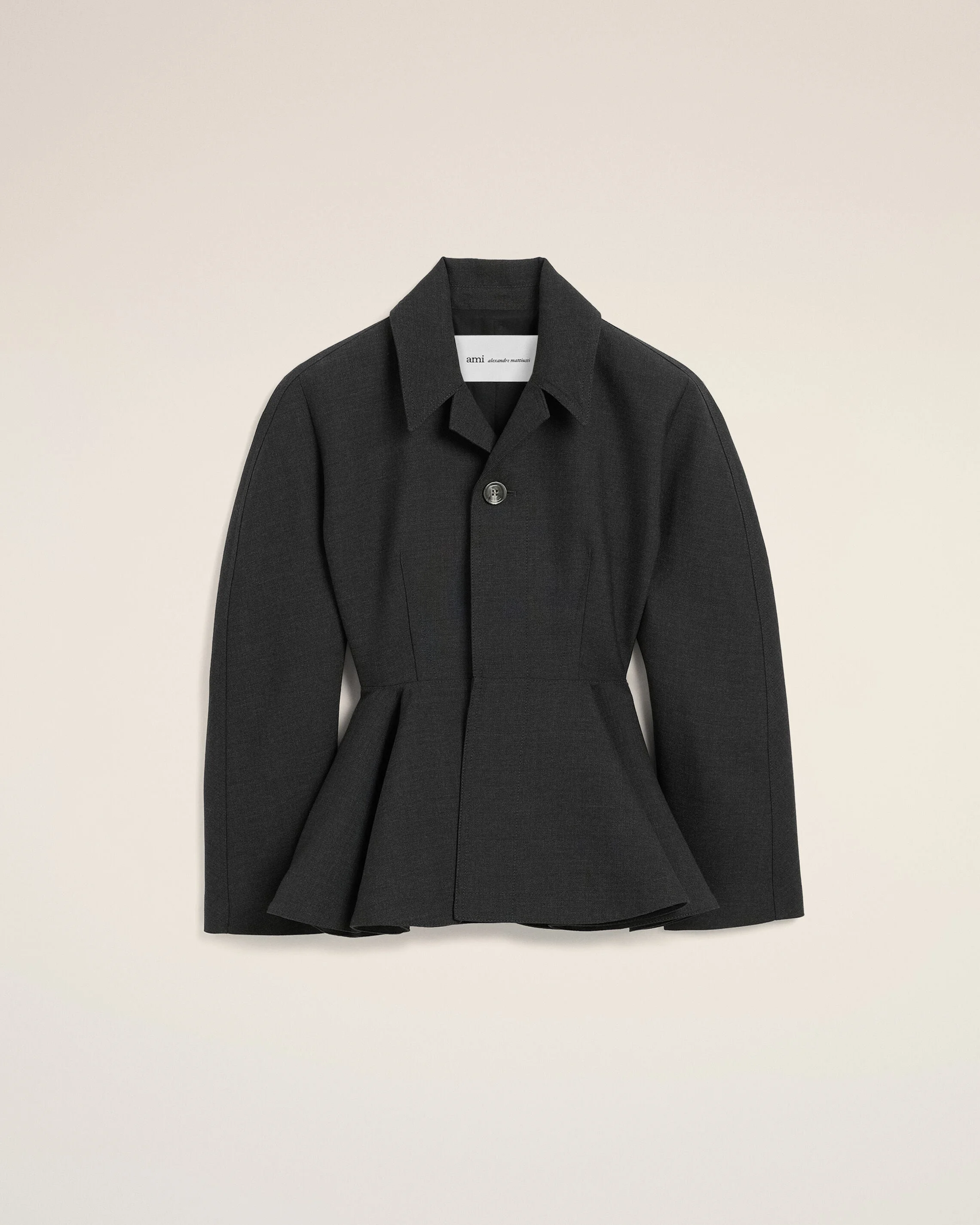 GREY PEPLUM WOOL JACKET - 1