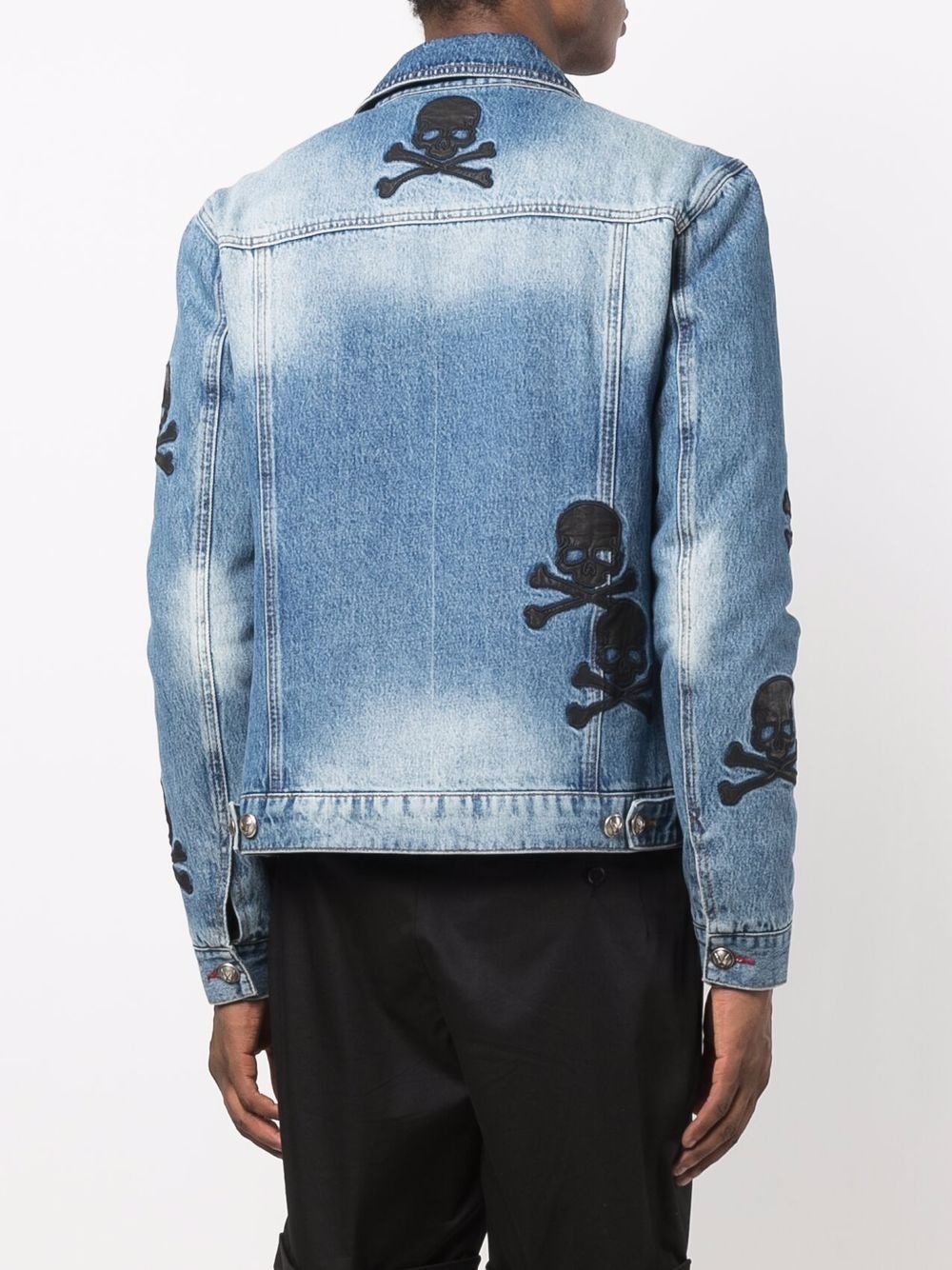 skull patch denim jacket - 4