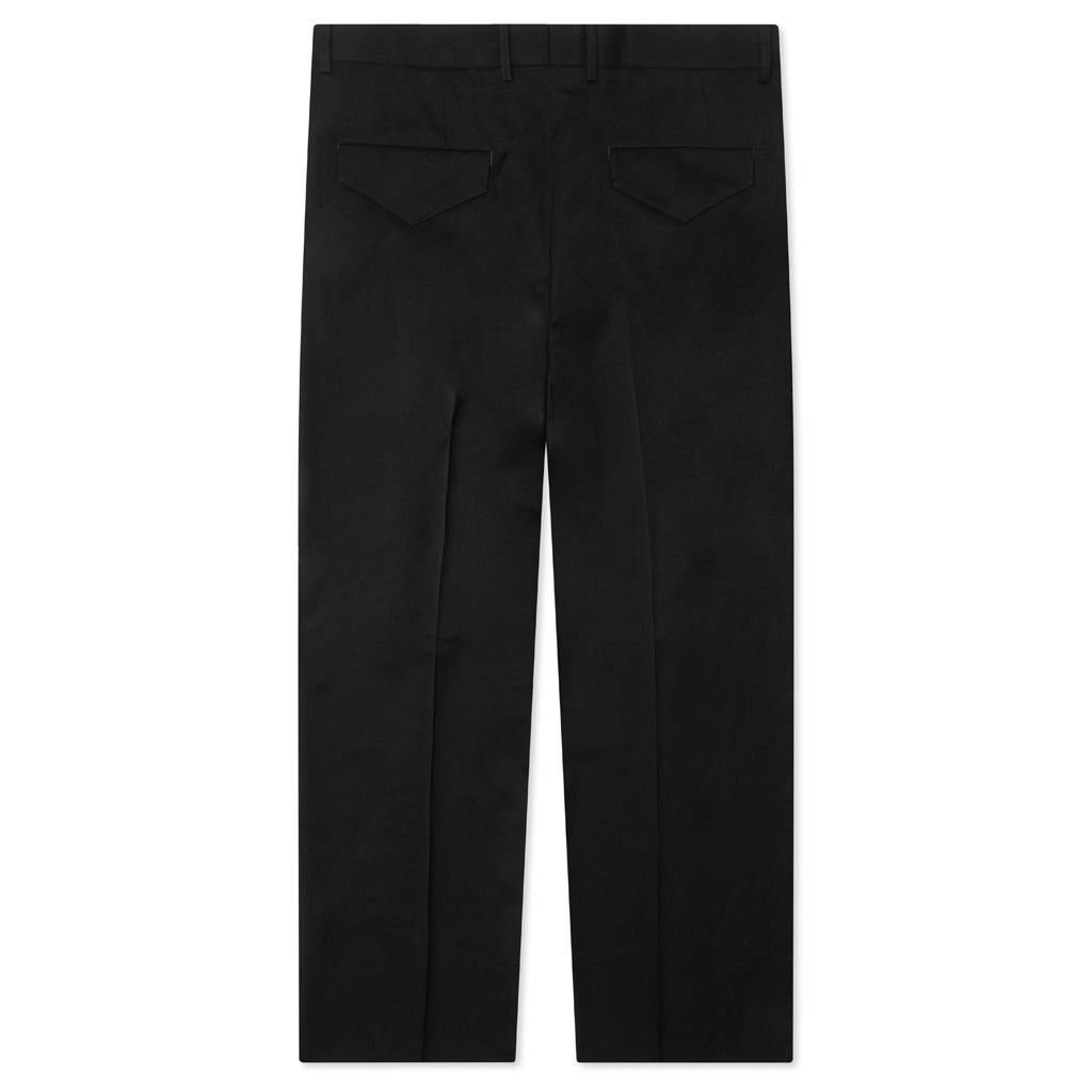 WIDE LEG GABARDINE WOOL TROUSERS - BLACK - 2