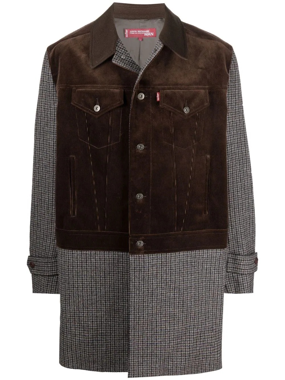 panelled corduroy jacket-coat - 1