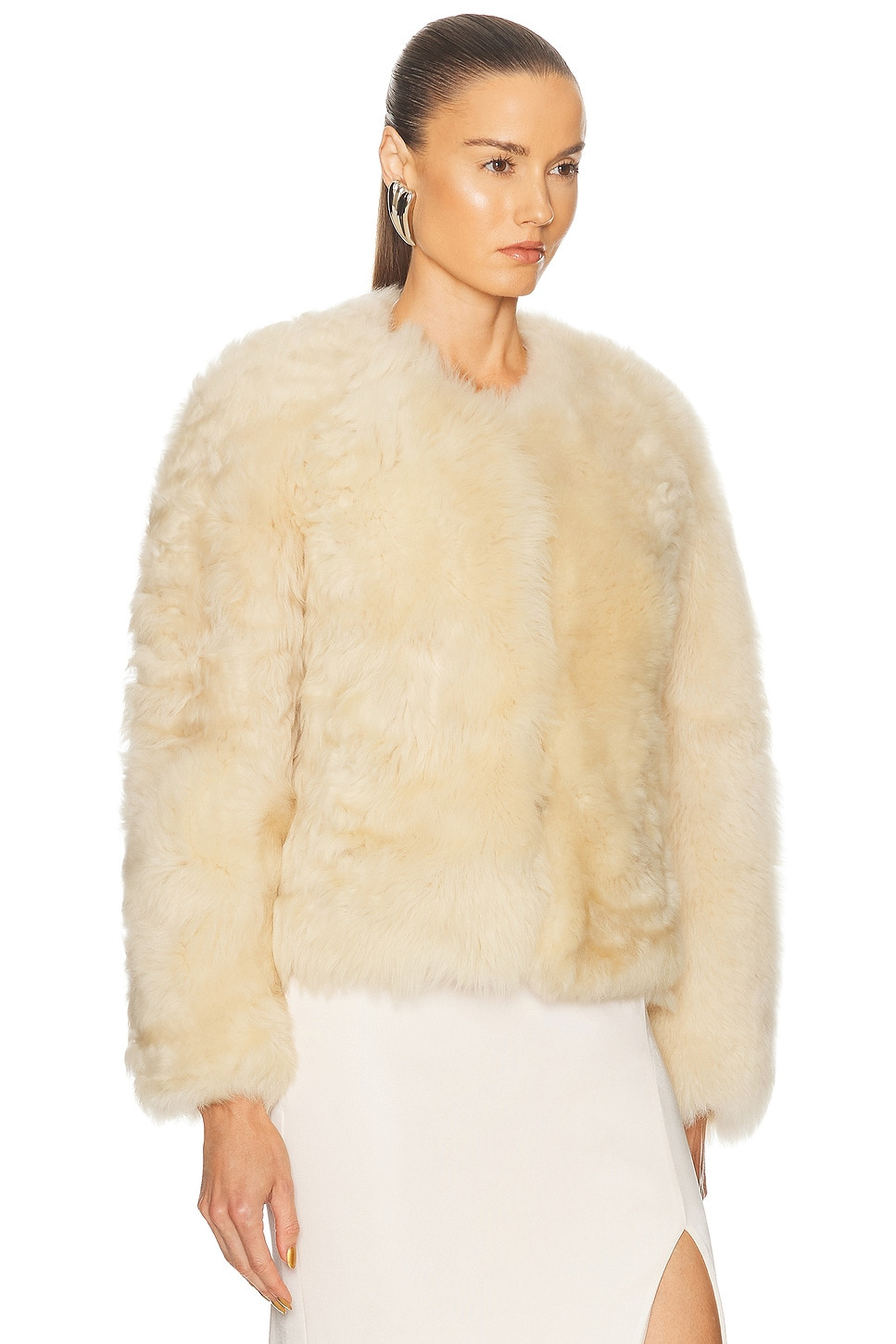 Shearling Collarless Jacket - 3