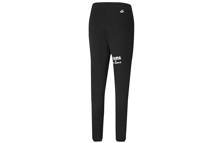 (WMNS) PUMA x MR. DOODLE Logo Printing Sweatpants Black 598655-01 - 2