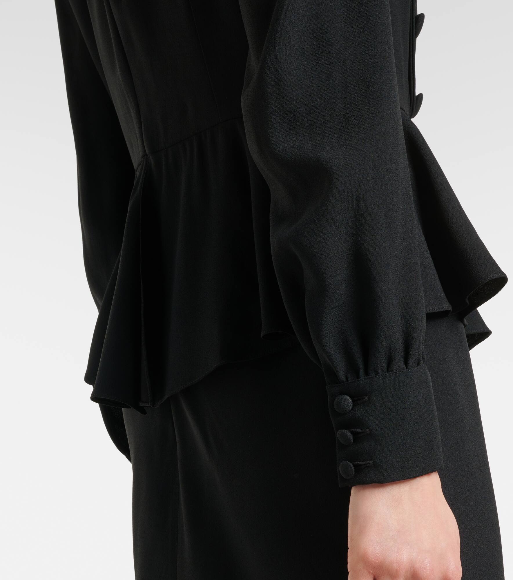 Bow-detail peplum satin midi dress - 5