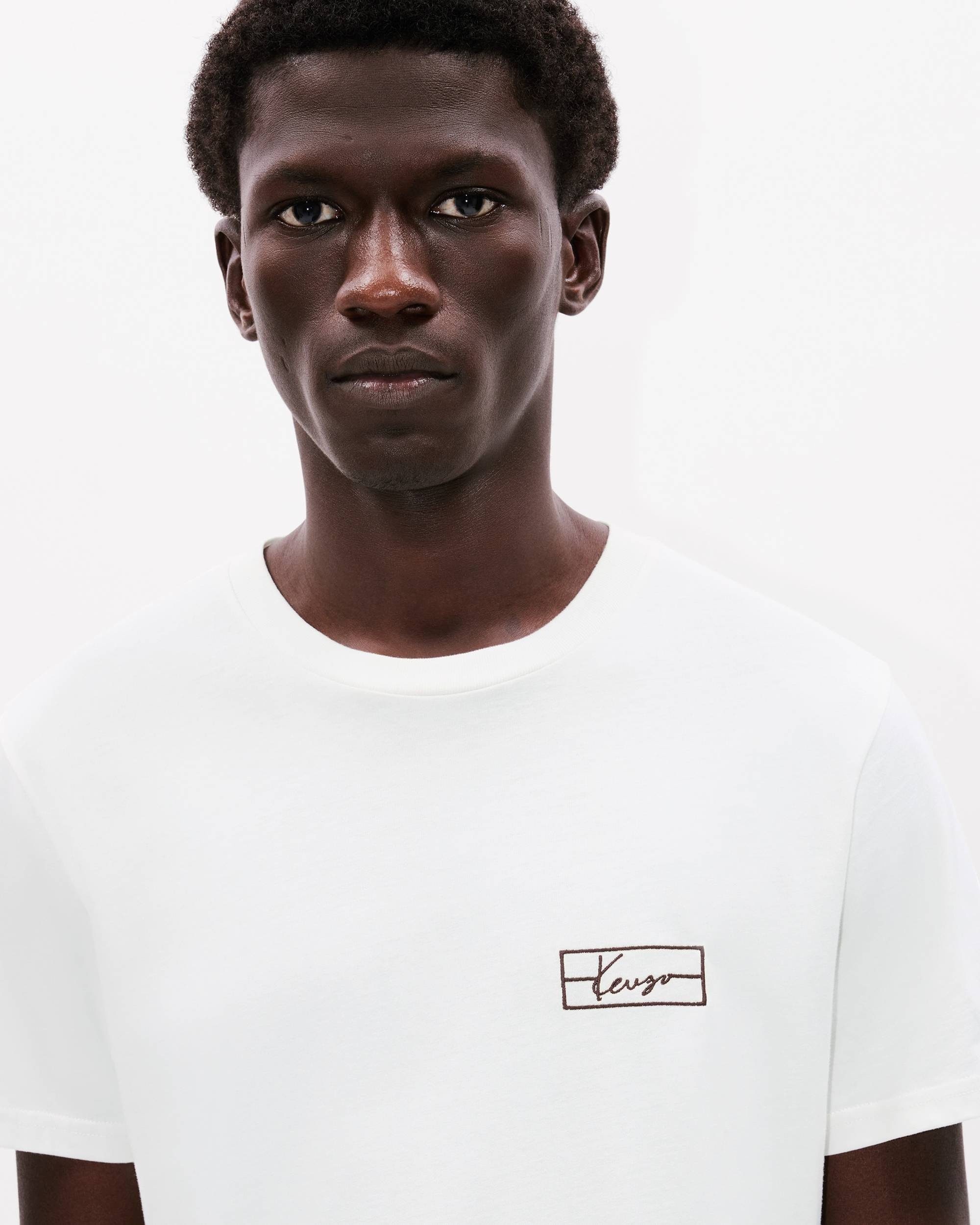 'KENZO Weave' embroidered slim T-shirt in cotton - 6