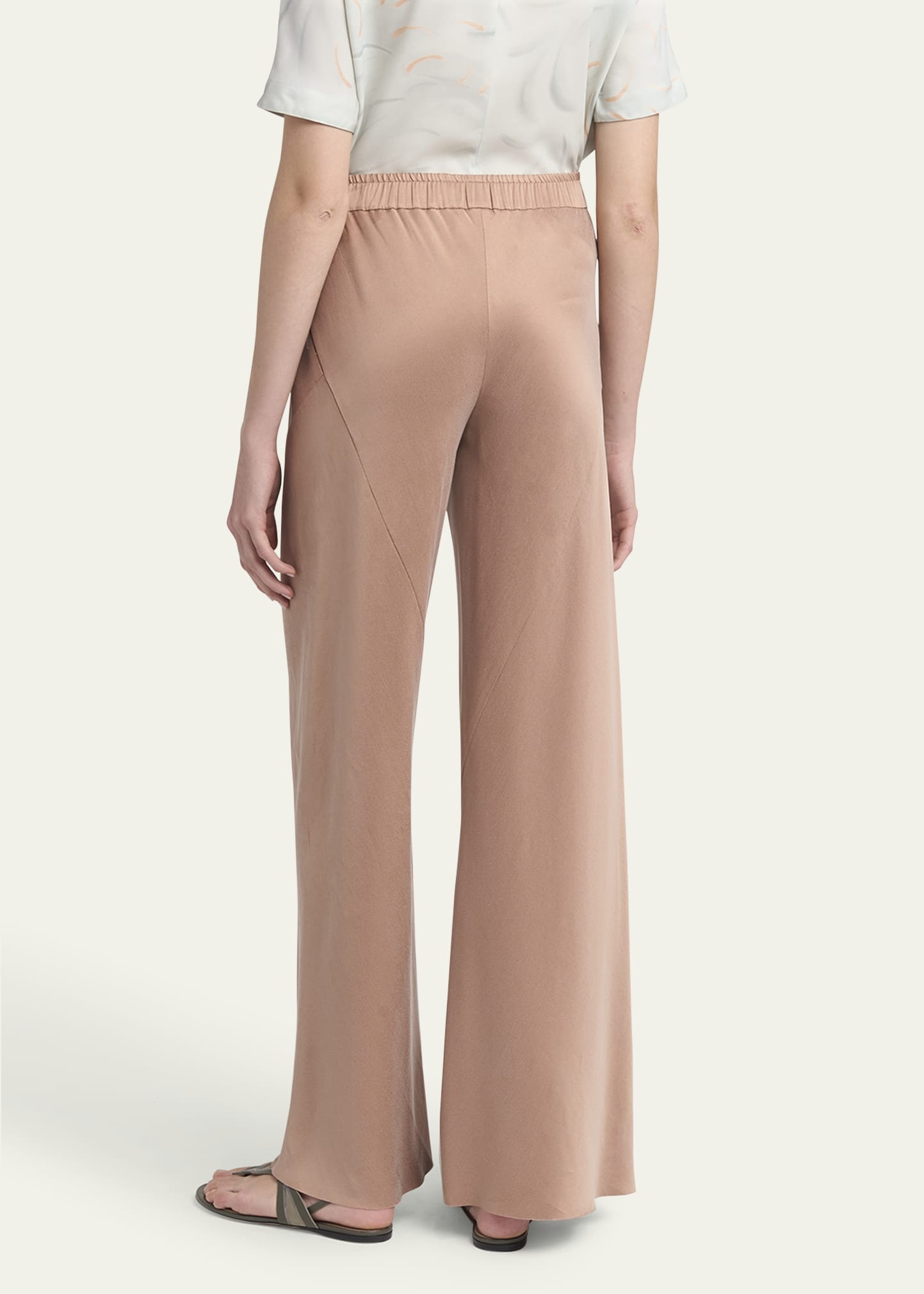 Elastic Waistband Wide Leg Trousers - 3