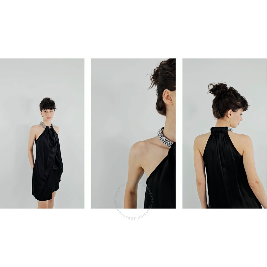Stella Mccartney Black Crystal-Choker Detail Mini Dress - 3