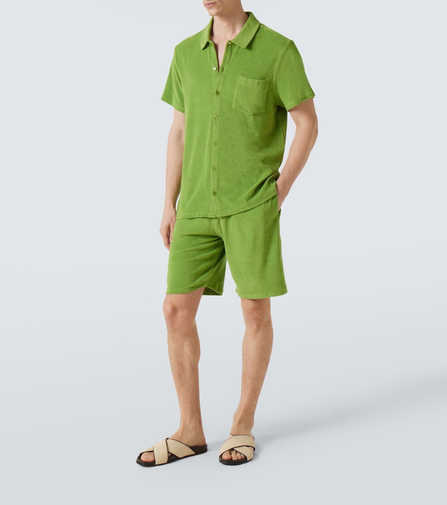 Cotton-blend terry bowling shirt - 2